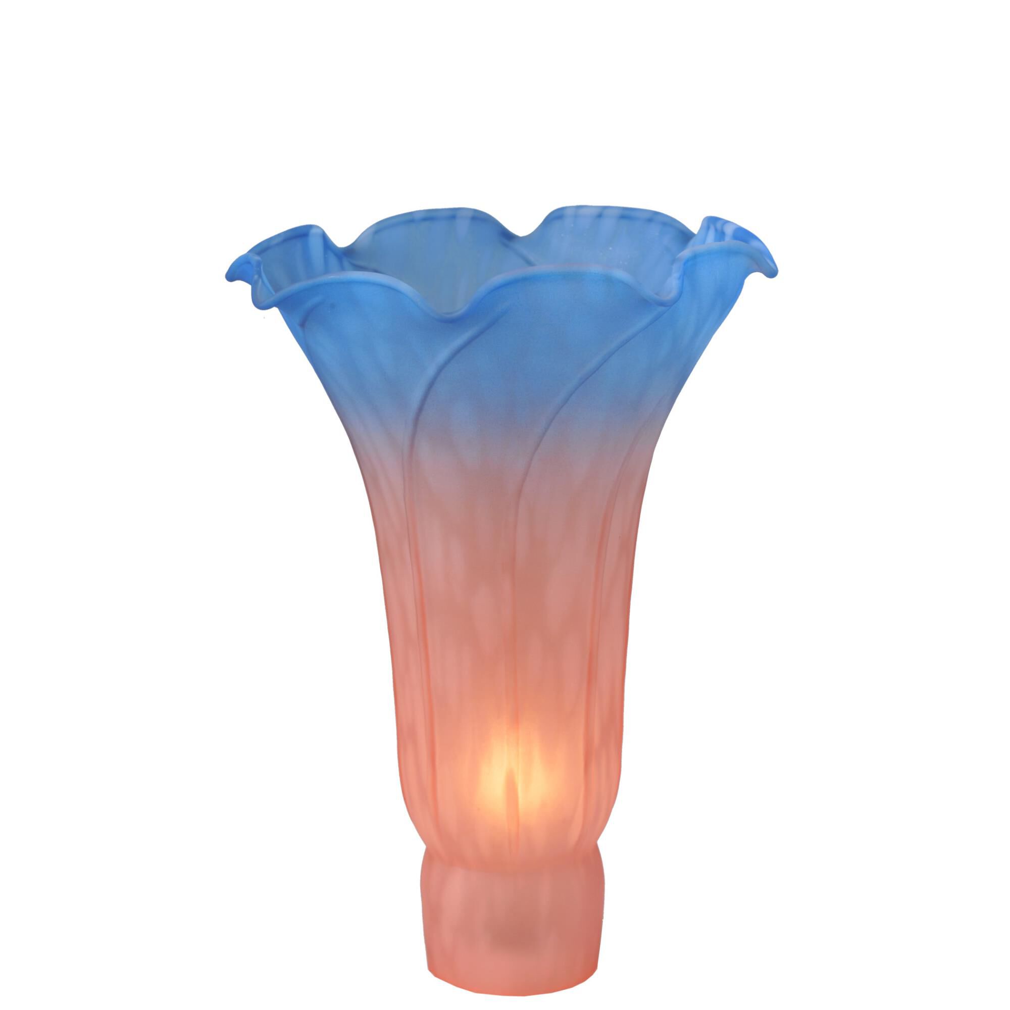 Shown with Mottled Indigo Blue-Pink glass