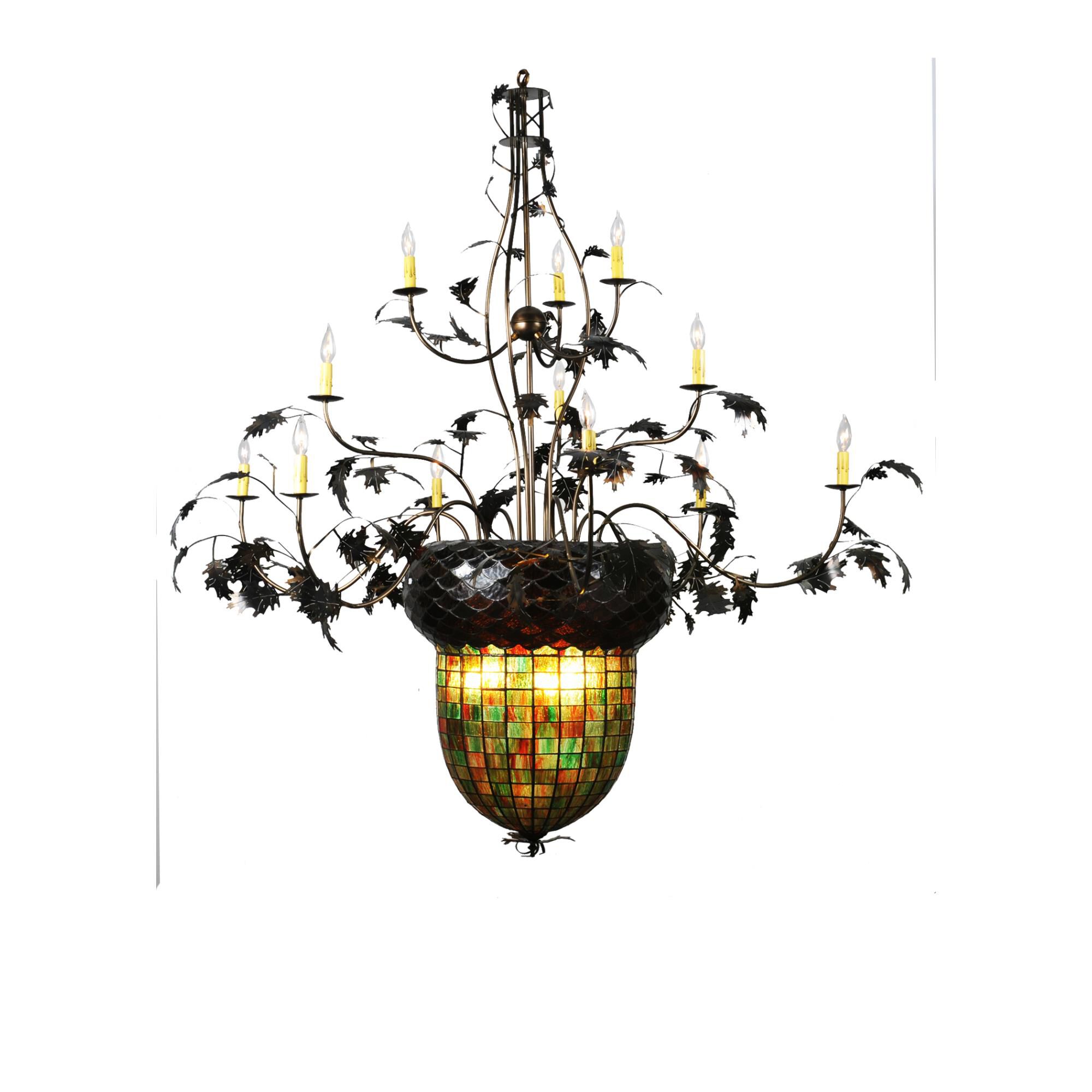 Greenbriar Oak 63 Inch 12 Light Chandelier by Meyda Lighting