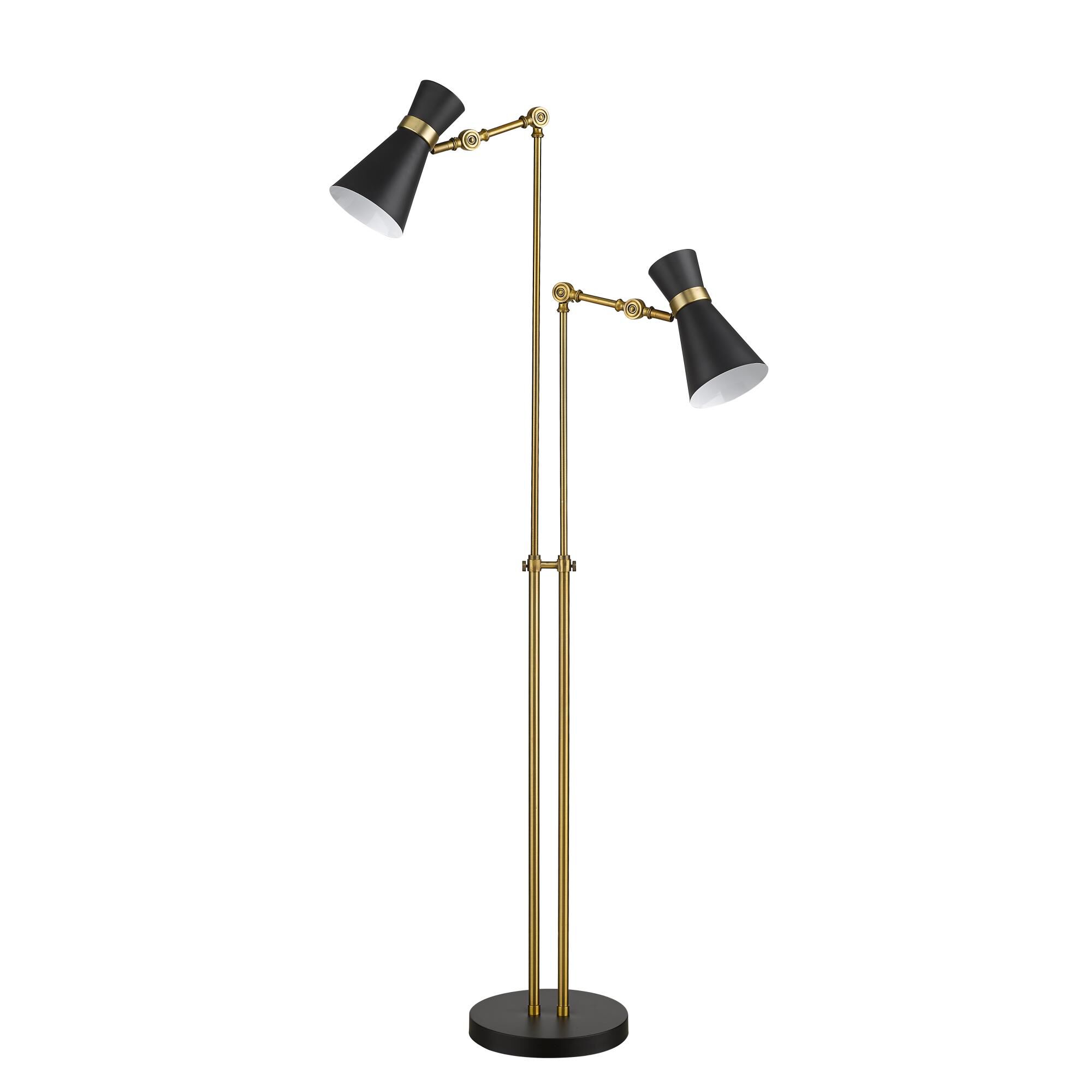 Shown in Matte Black + Heritage Brass finish and Metal glass and Metal shade