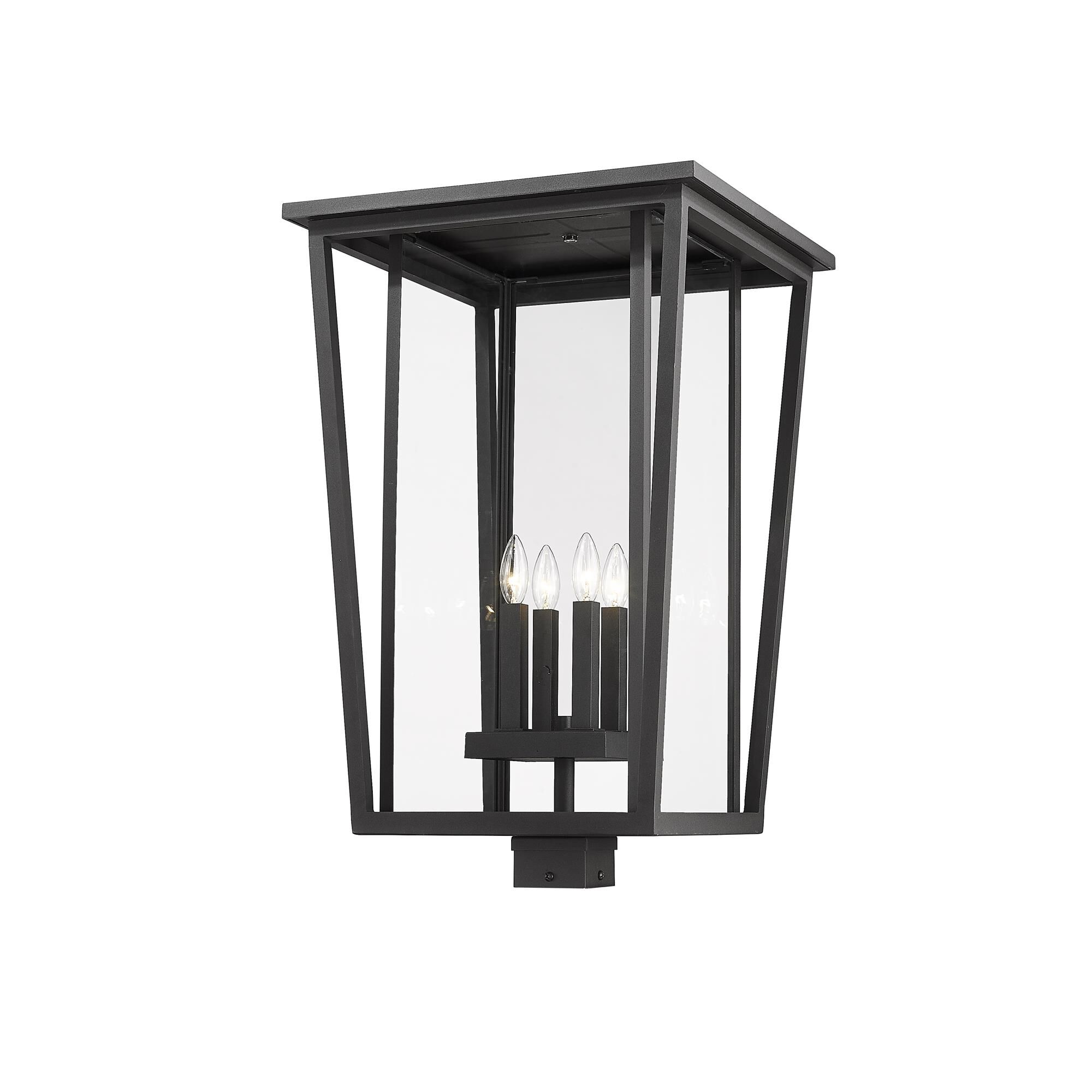 Shown in Black finish and Glass shade