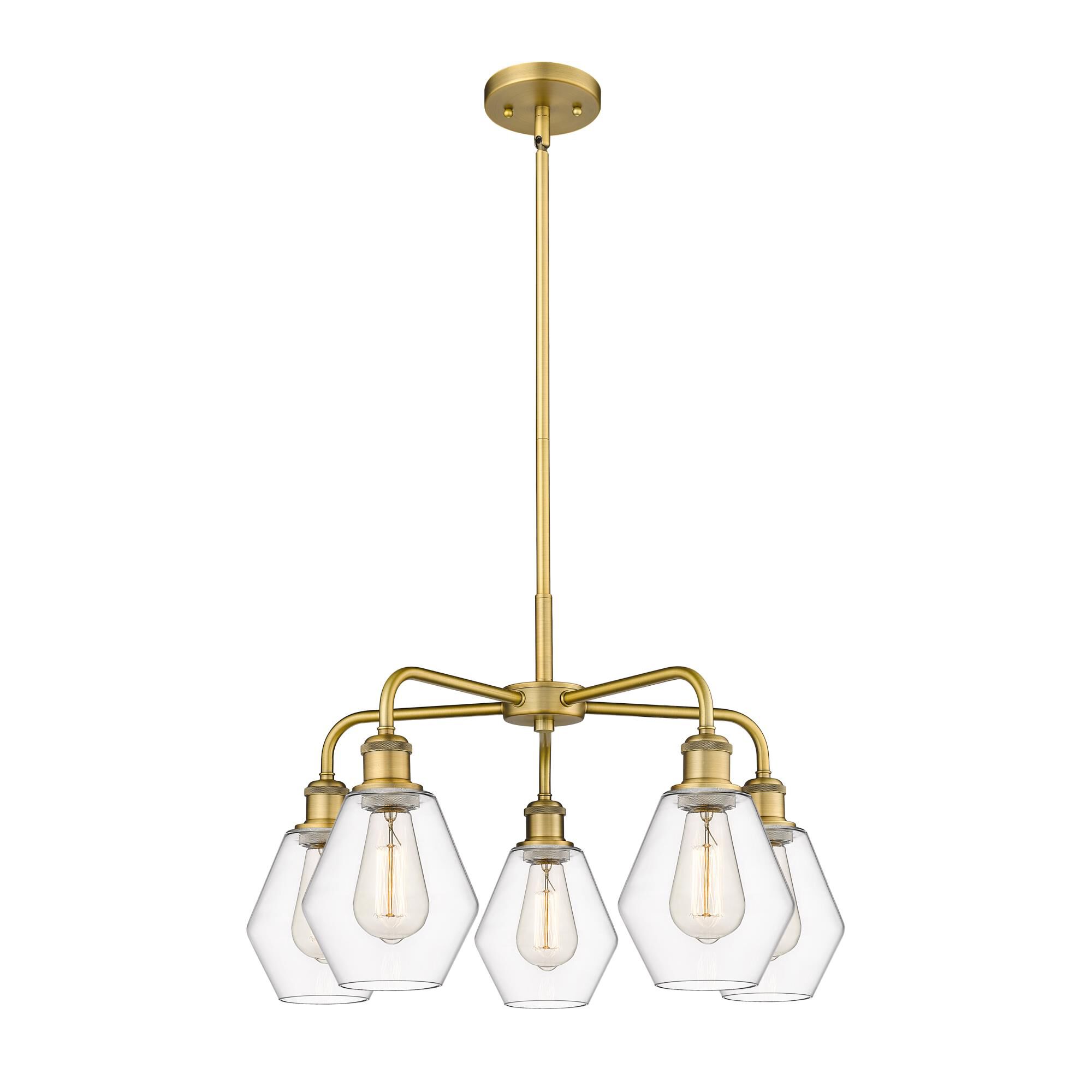 Shown in Brushed Brass finish and Clear glass