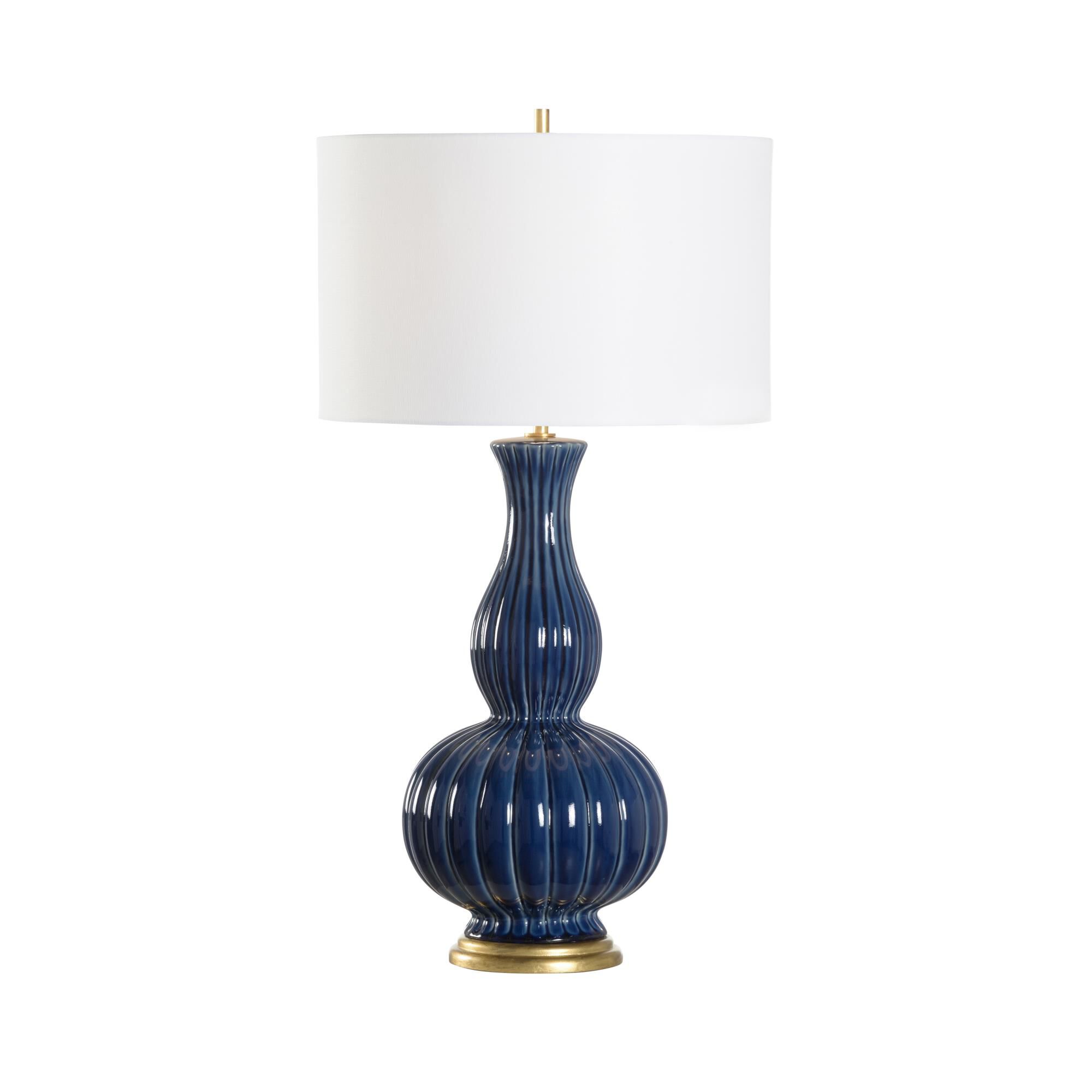 Shown in Blue finish and Linen shade