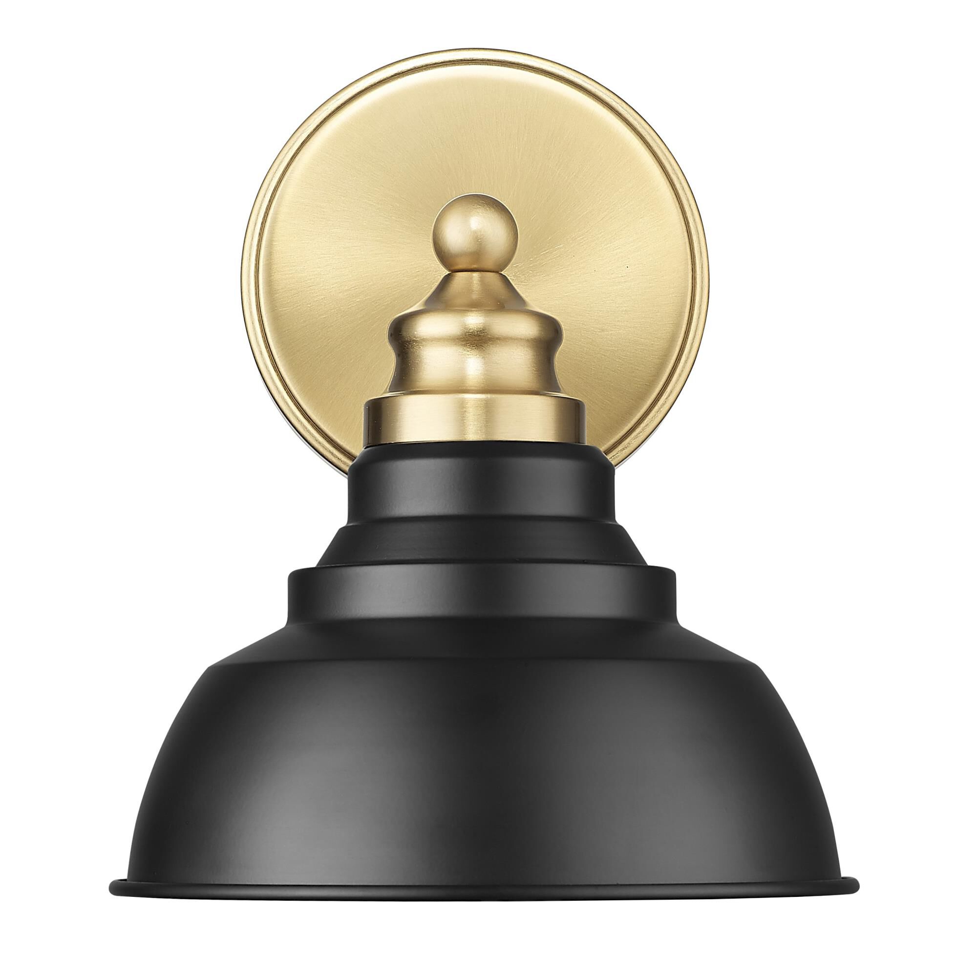 Shown in Matte Black And Brass finish and Black Metal shade