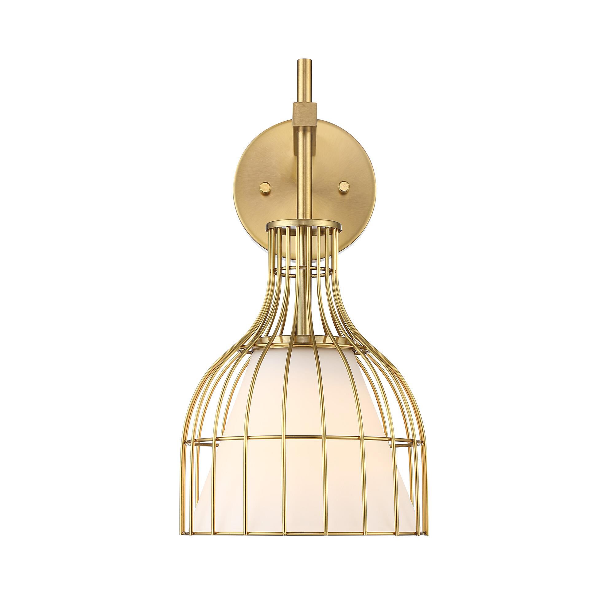 Shown in Brushed Gold finish and Etched Opal glass