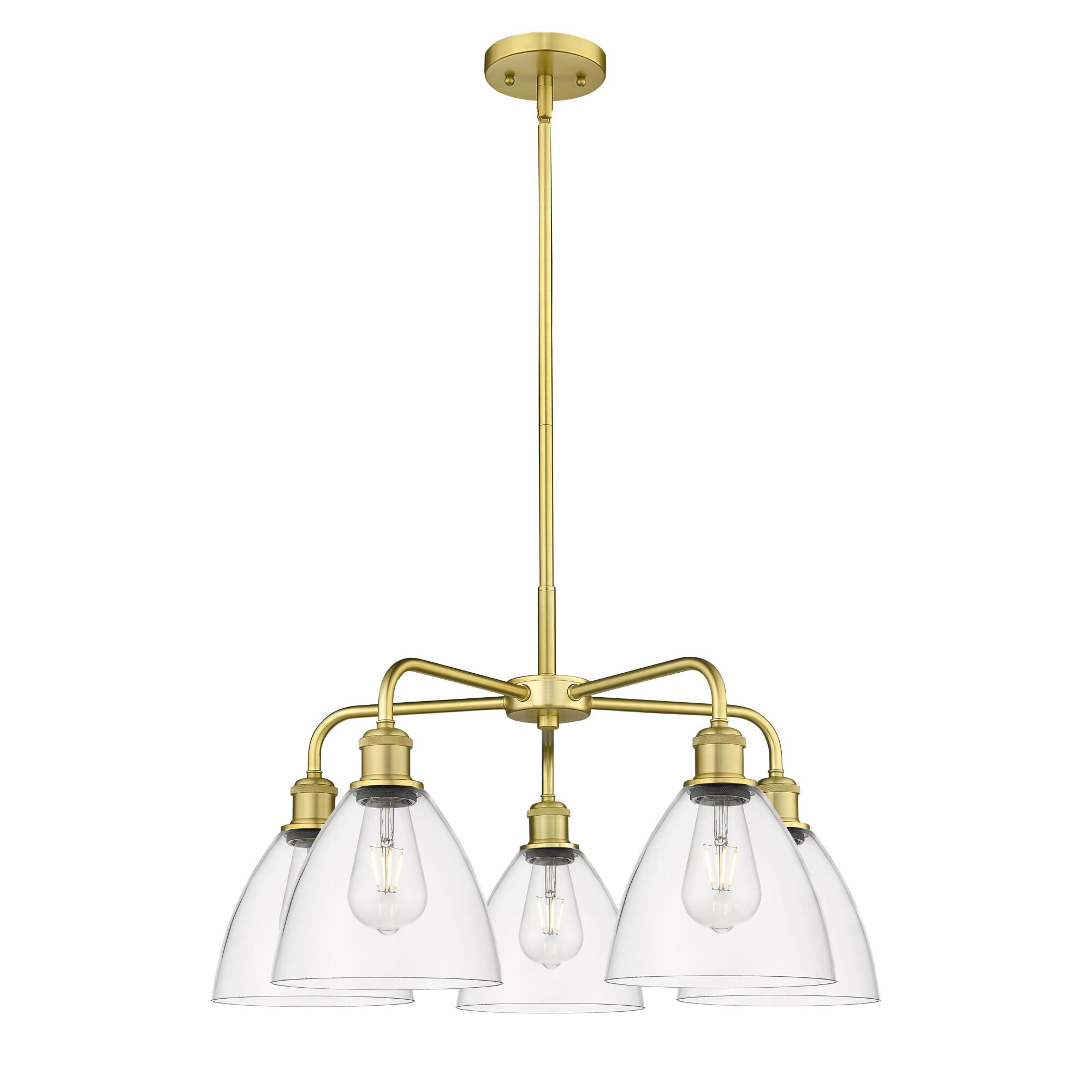 Shown in Satin Gold finish and Clear glass