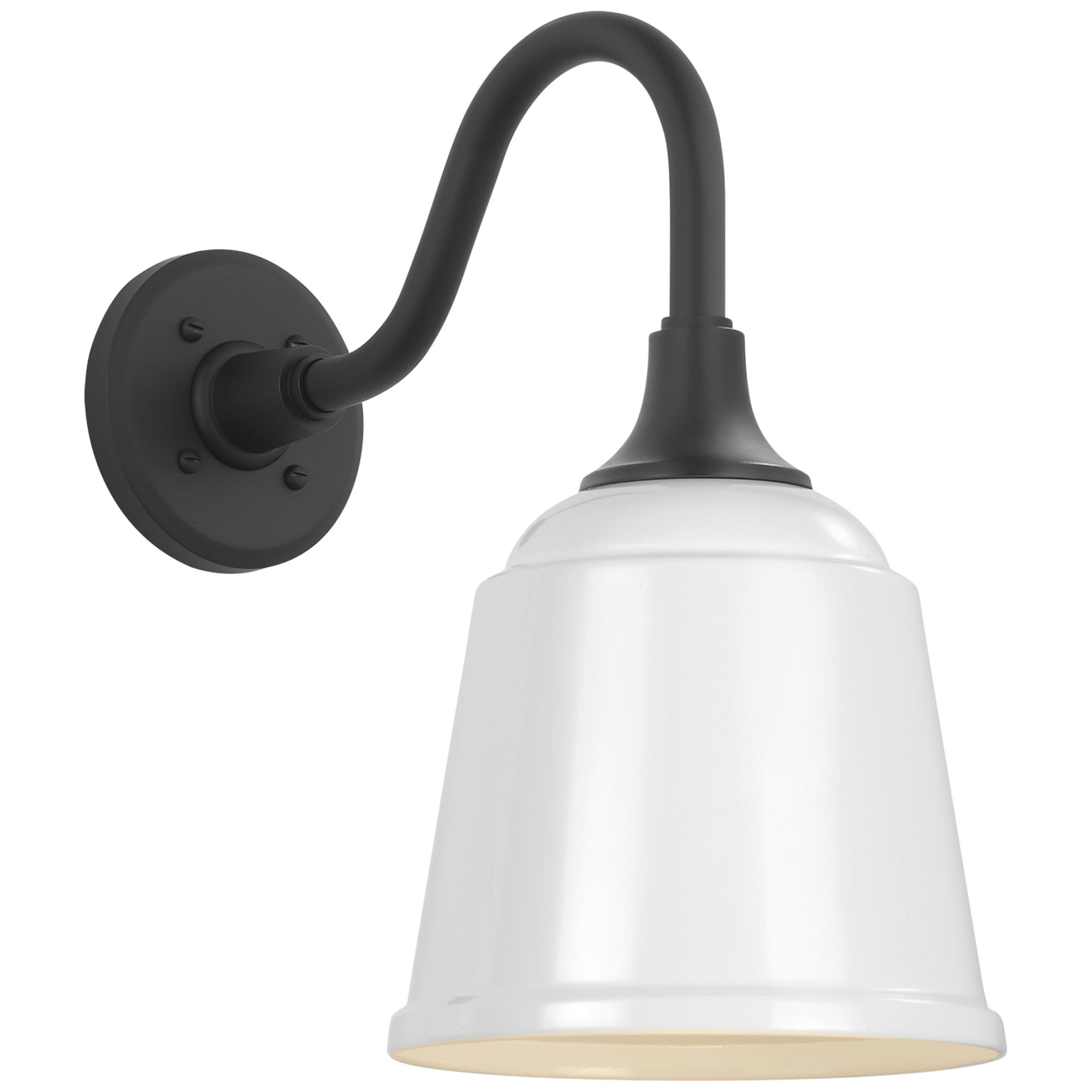 Shown in Matte Black finish and White Rockhouse shade