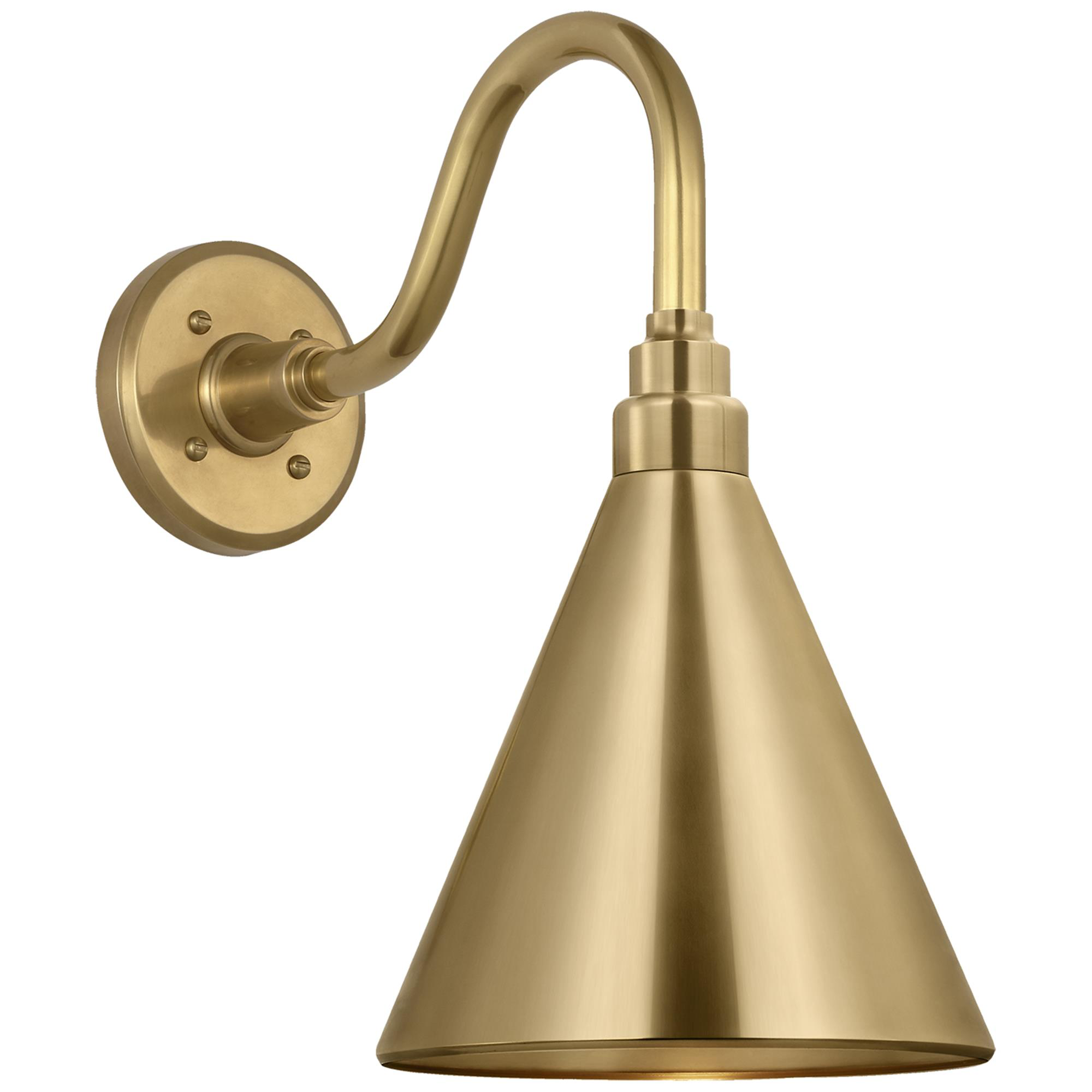 Shown in Hand-Rubbed Antique Brass finish and Hand-Rubbed Antique Brass Conical Savannah shade