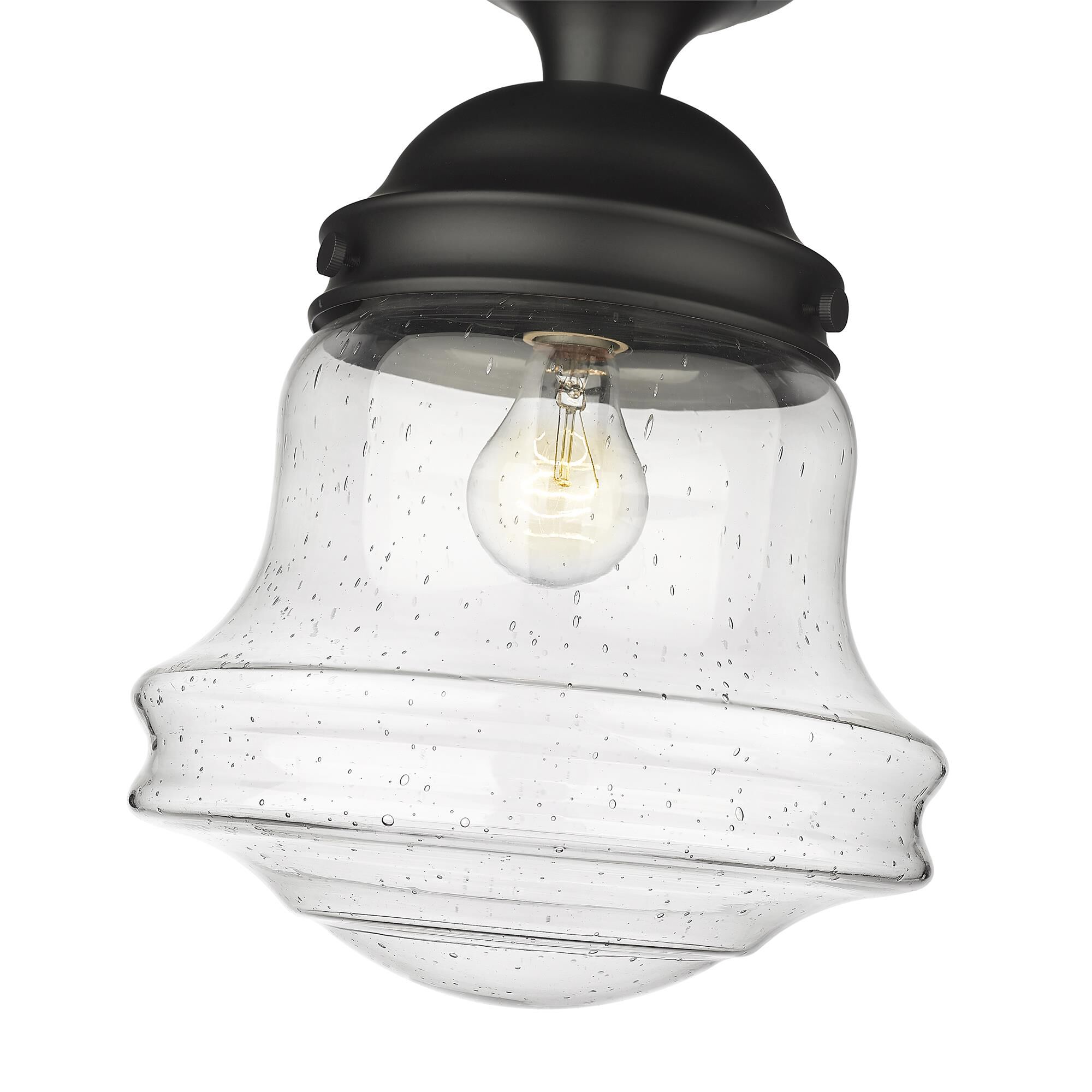 Shown in Matte Black finish and Clear Seedy glass