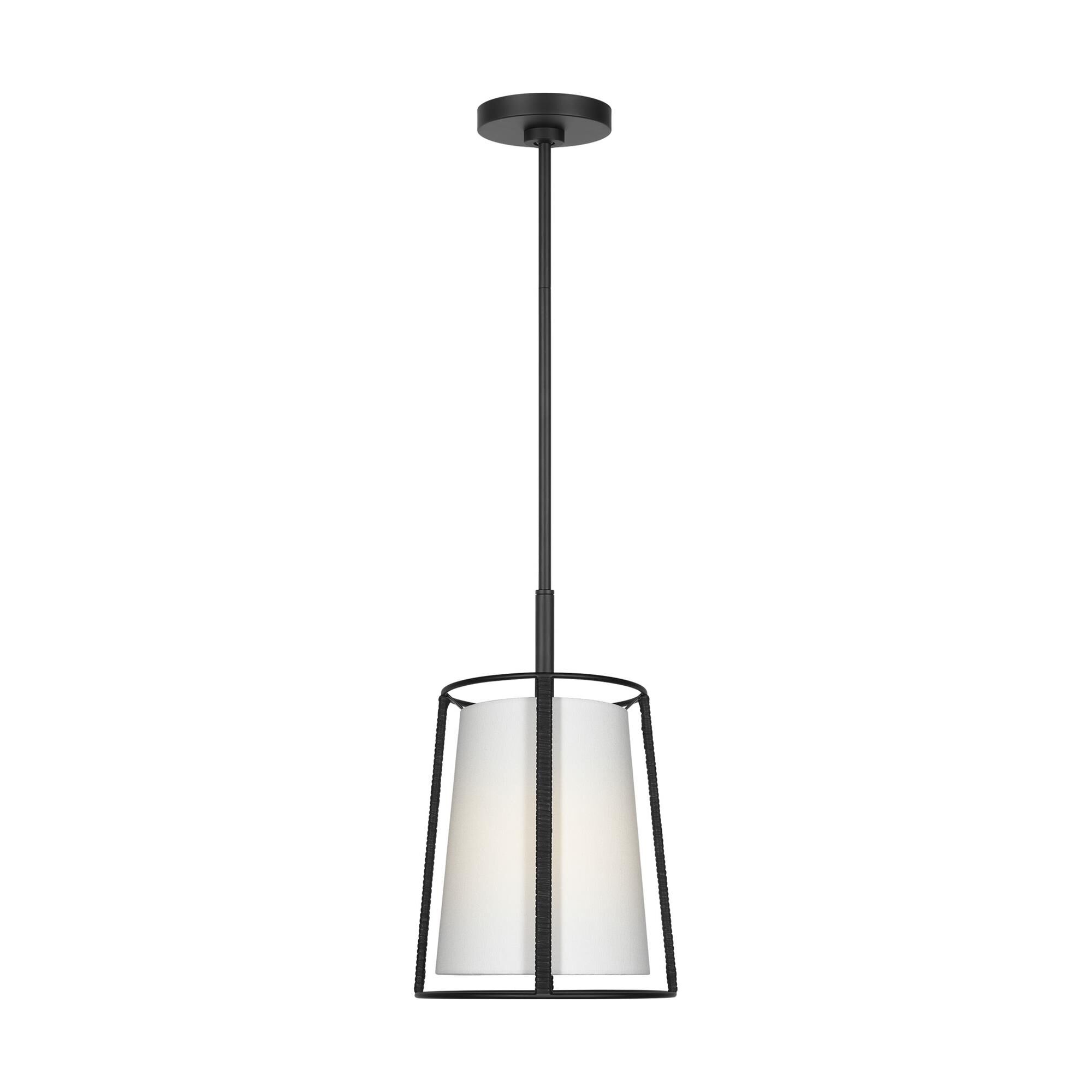 Shown in Midnight Black finish and White Linen shade