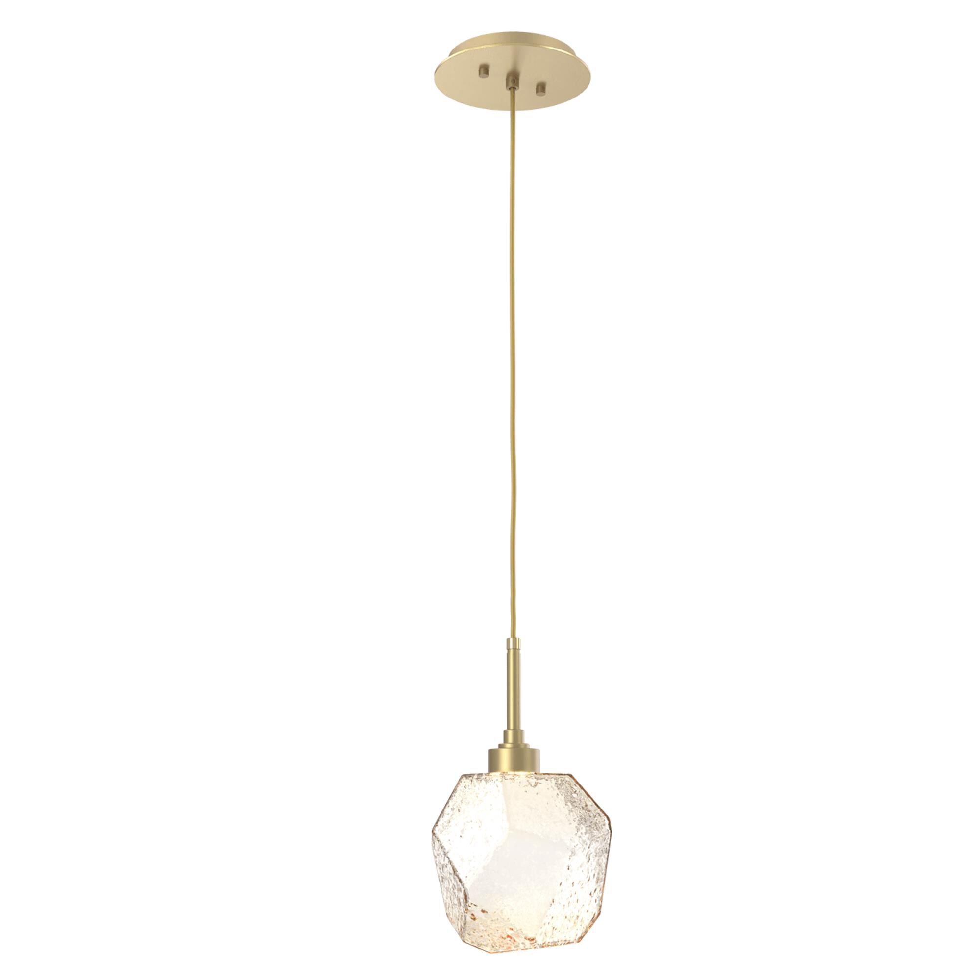Shown in Gilded Brass finish and Amber glass