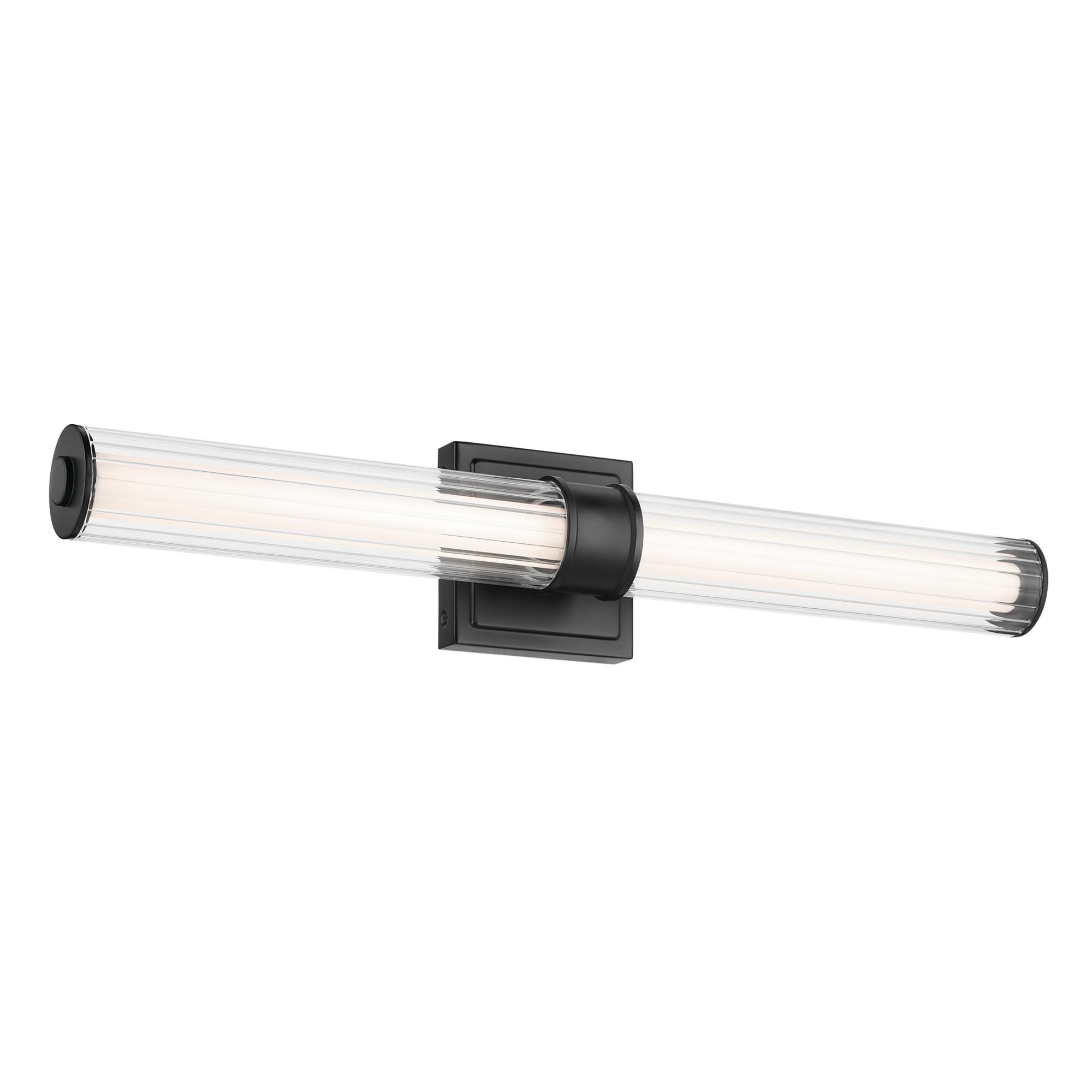 Shown in Black finish and Clear Fluted glass