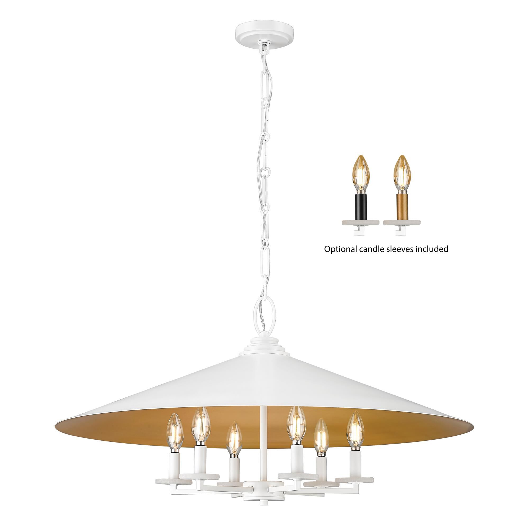 Shown in Matte White finish and Matte White Outer And Signature Rubbed Brass Inner glass and Matte White Outer And Signature Rubbed Brass Inner shade