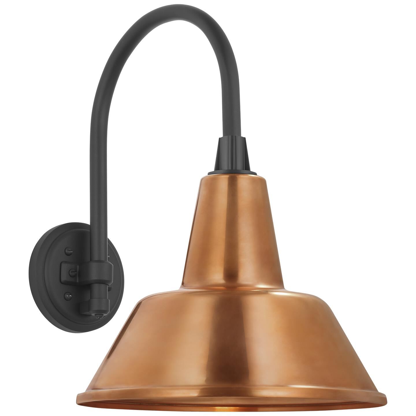 Shown in Matte Black finish and Soft Copper Bowers shade