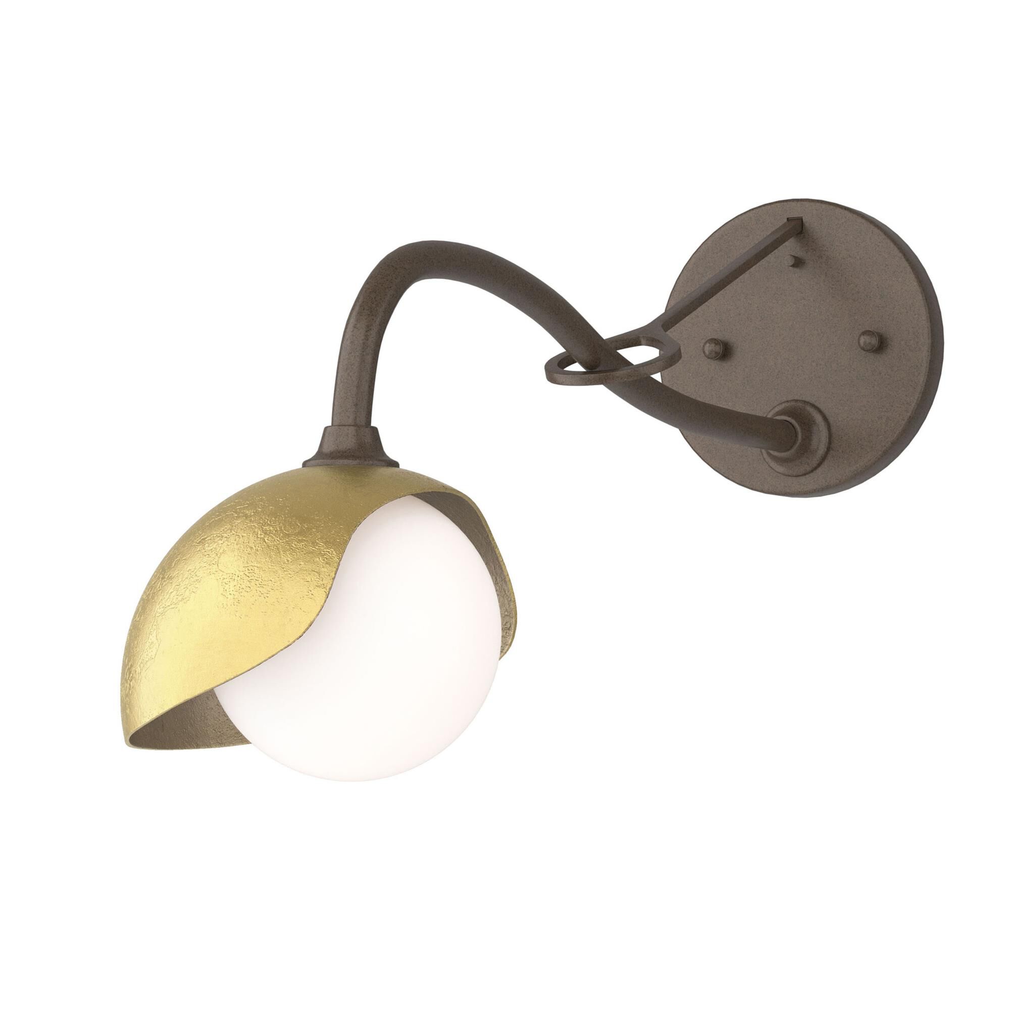 Shown in Bronze finish and Opal glass and Modern Brass (86) accent