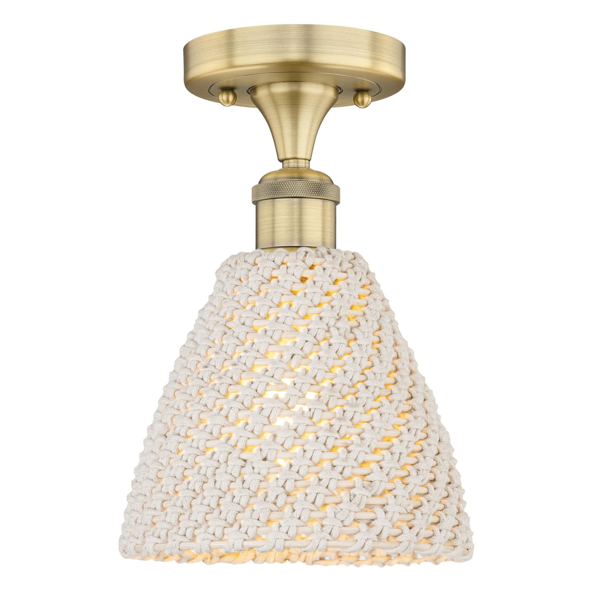 Shown in Brushed Brass finish and Natural shade