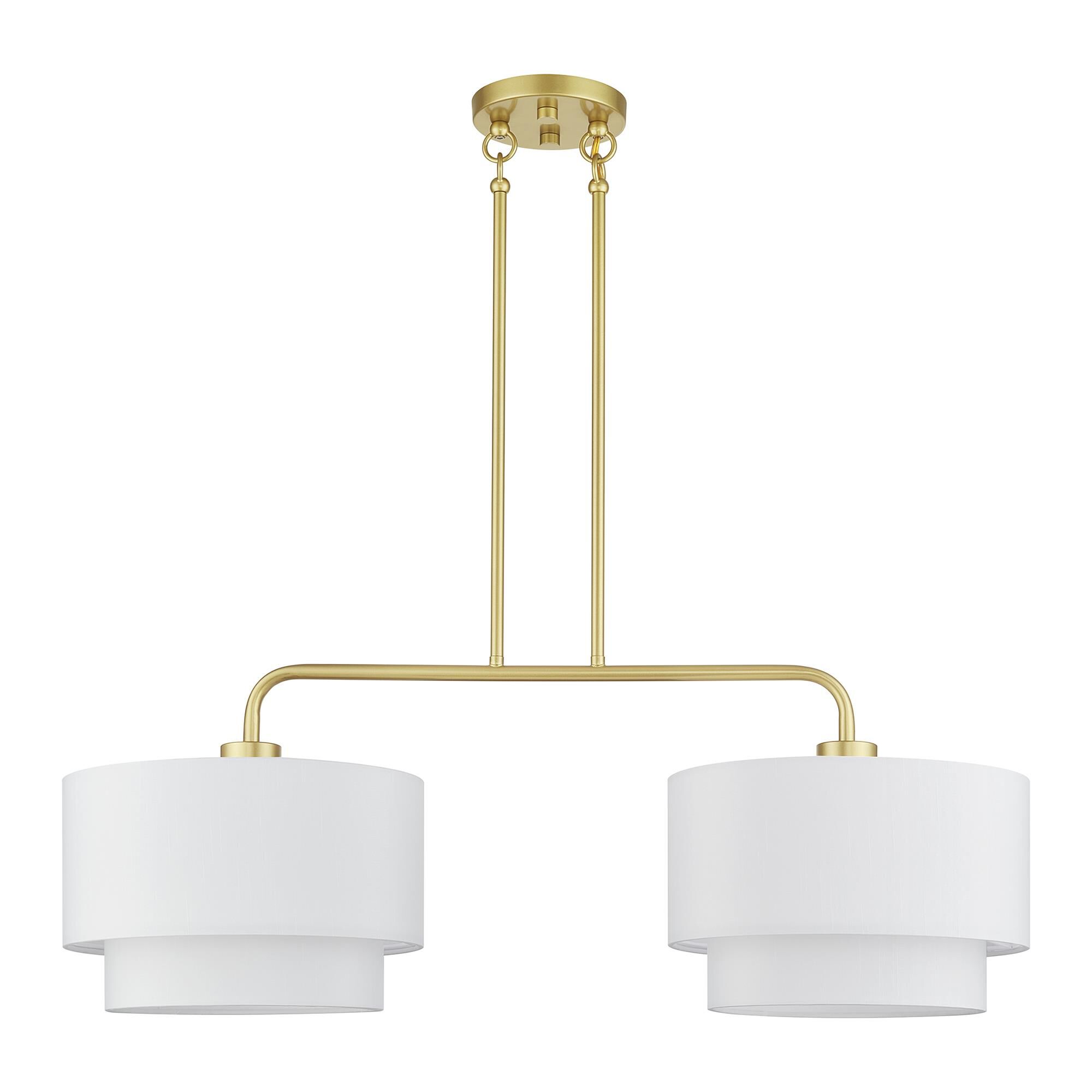 Shown in Soft Gold finish and Hand Crafted Off-White Fabric Hardbacks with White Fabric Inside shade