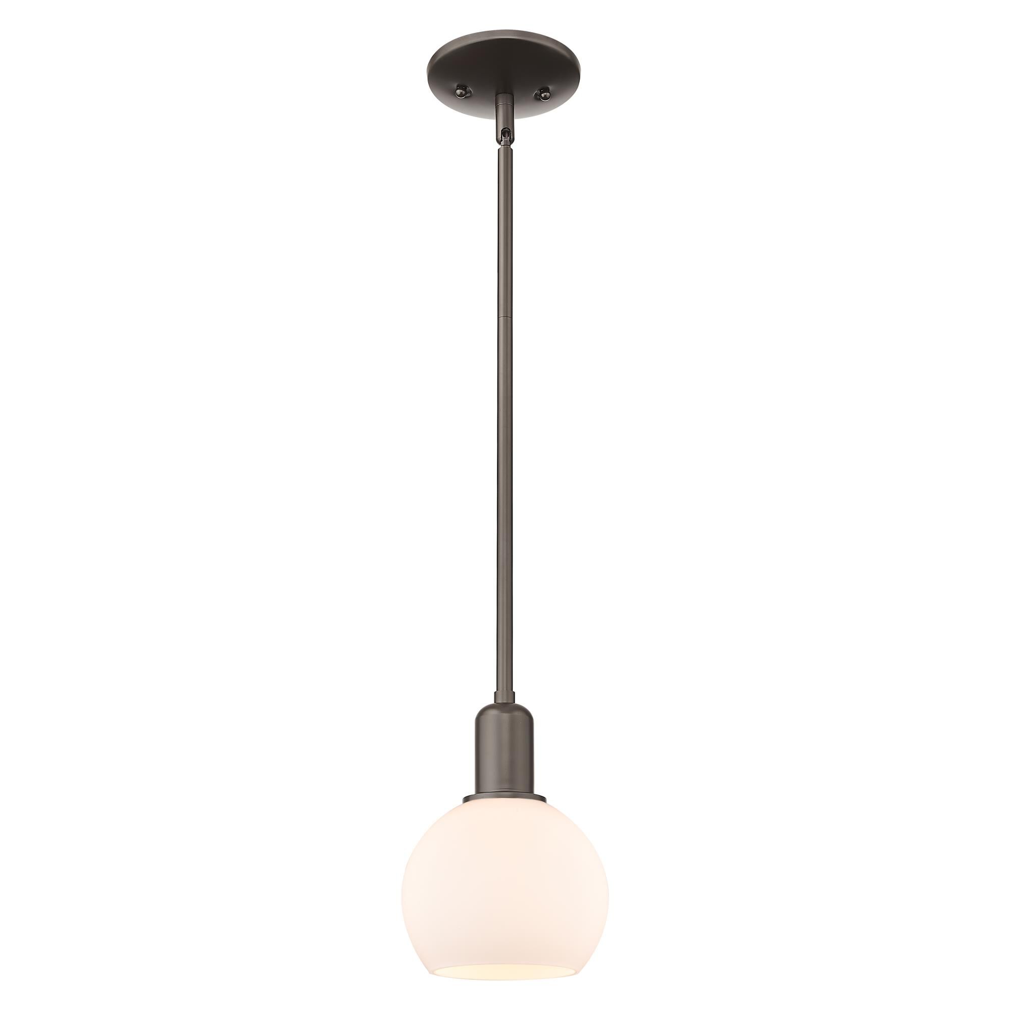 Shown in Oil Rubbed Bronze finish and Matte White glass