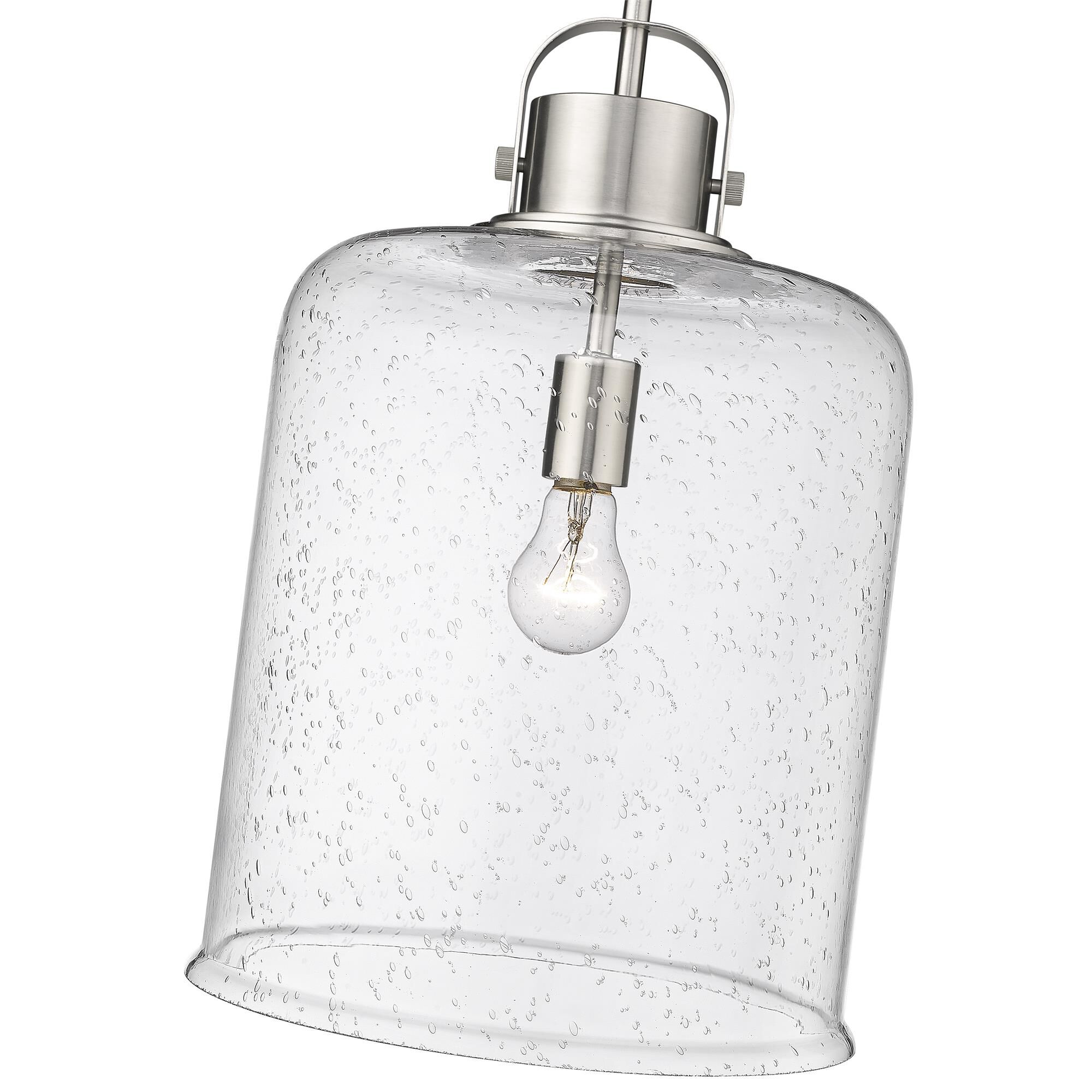 Shown in Brushed Nickel finish and Glass shade