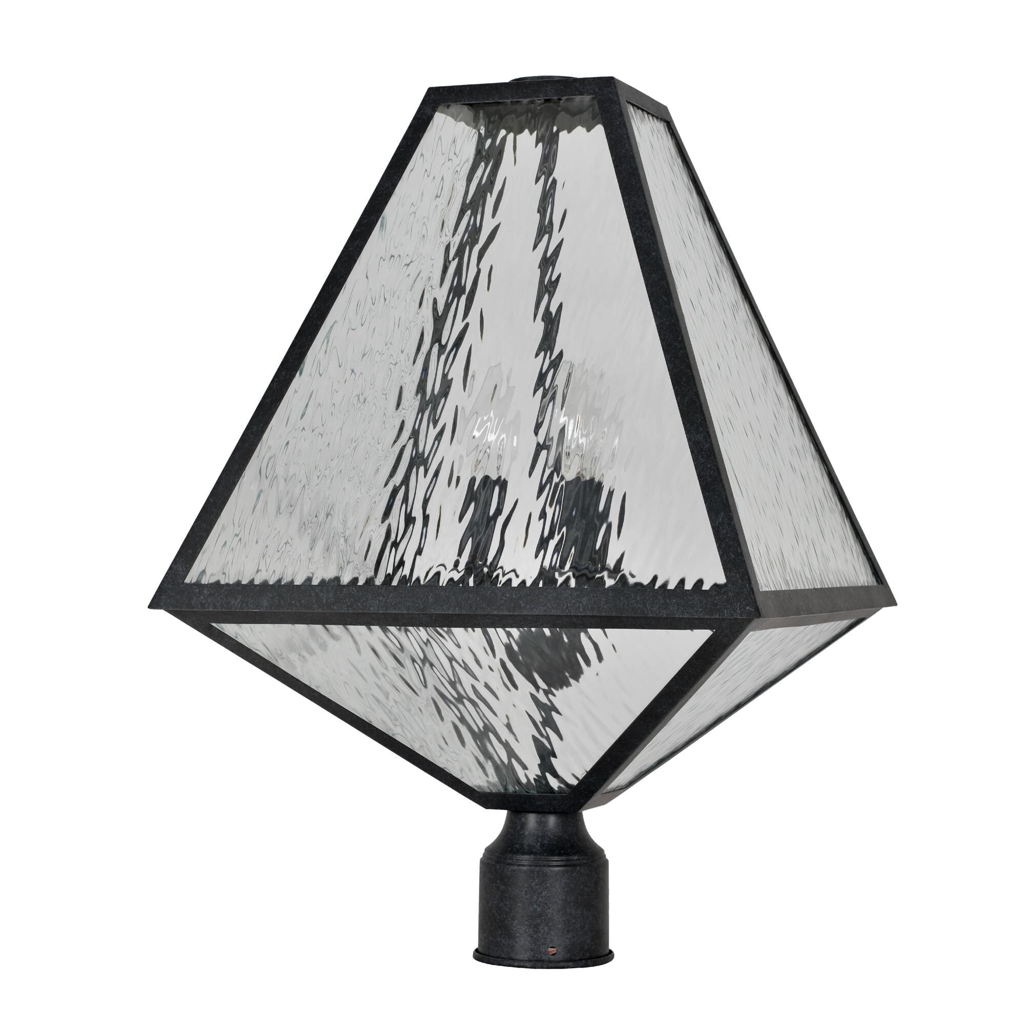 Shown in Black Charcoal finish and Water  Panels glass and Water Glass Panels shade
