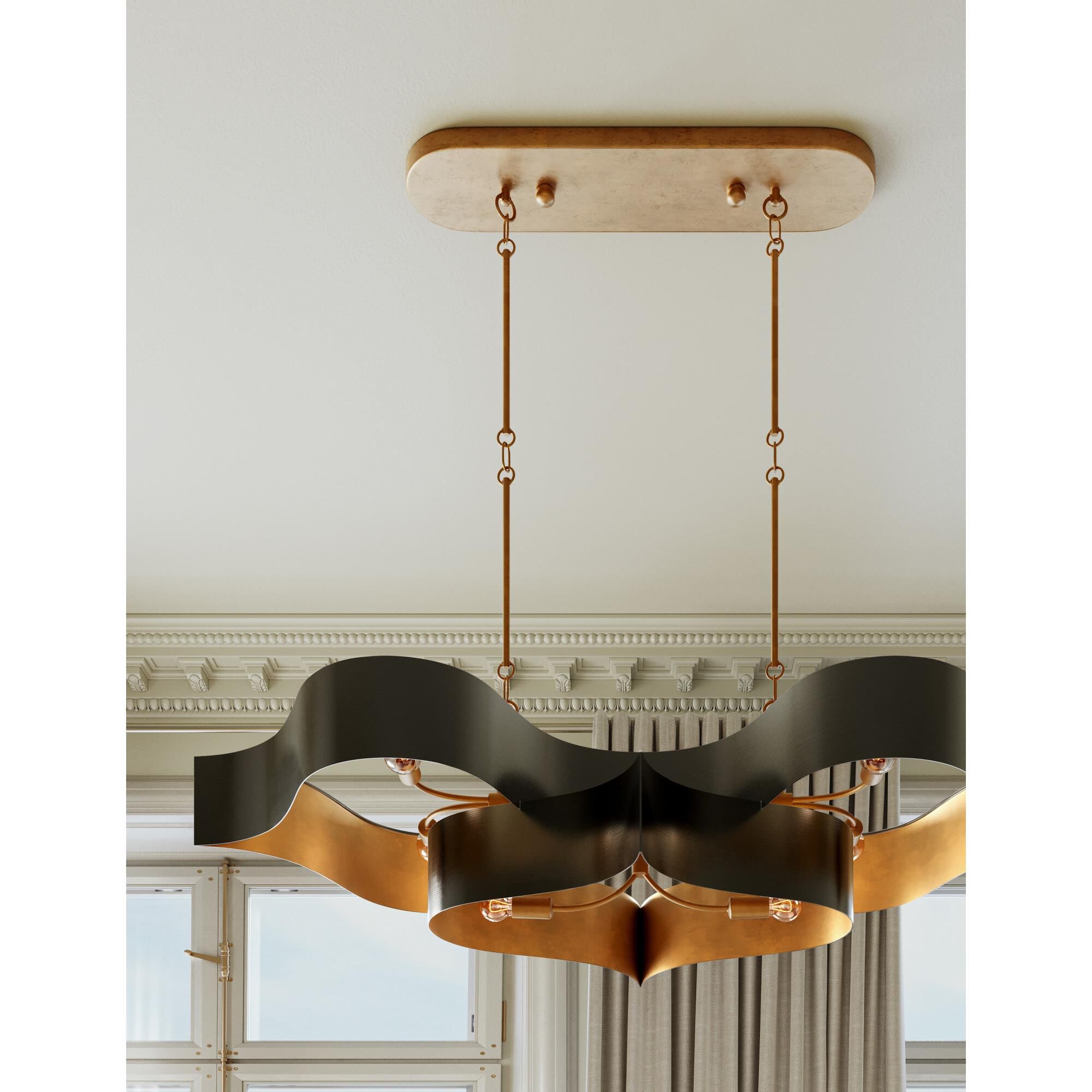 Shown in Satin Black-Contemporary Gold Leaf finish