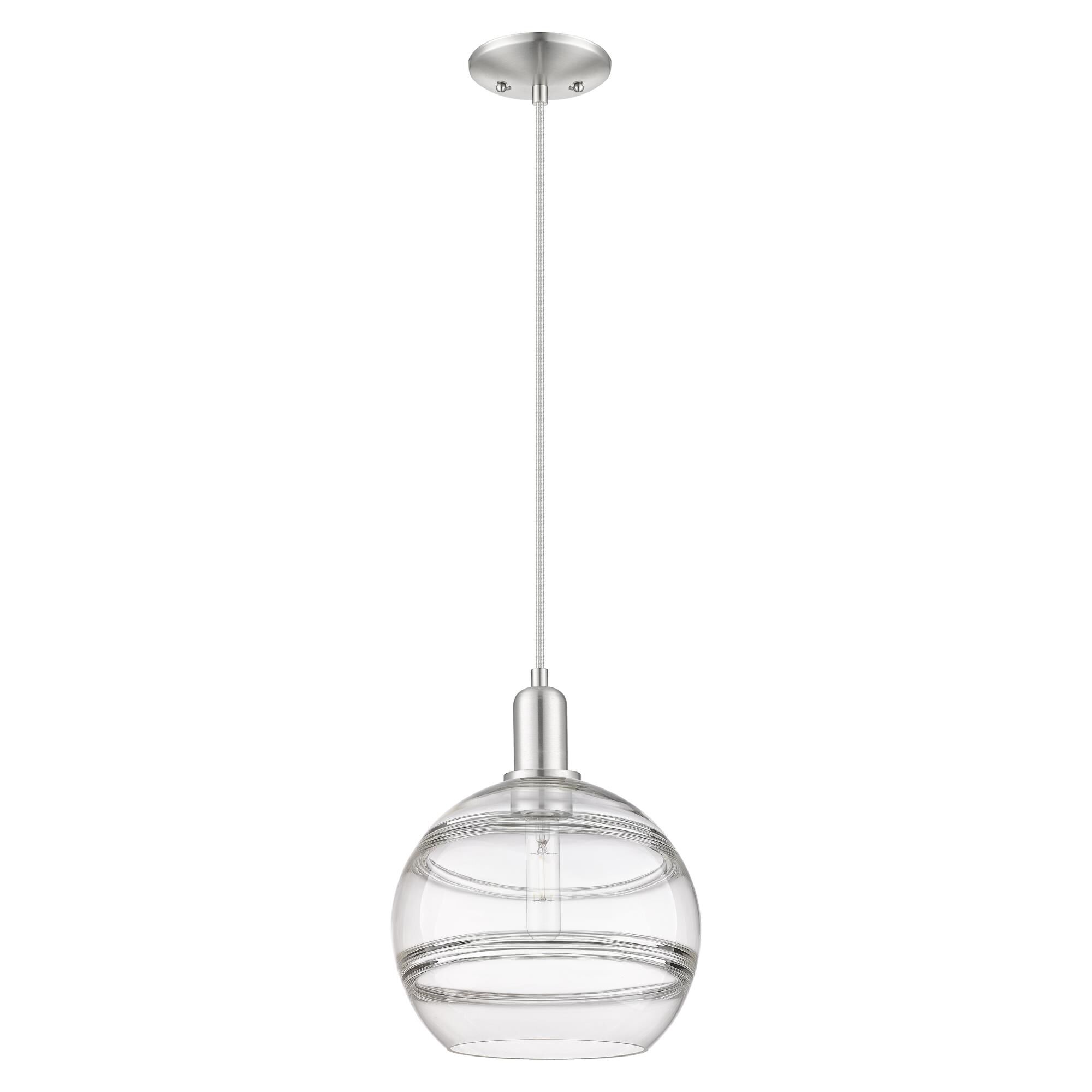 Shown in Brushed Satin Nickel finish and Clear glass