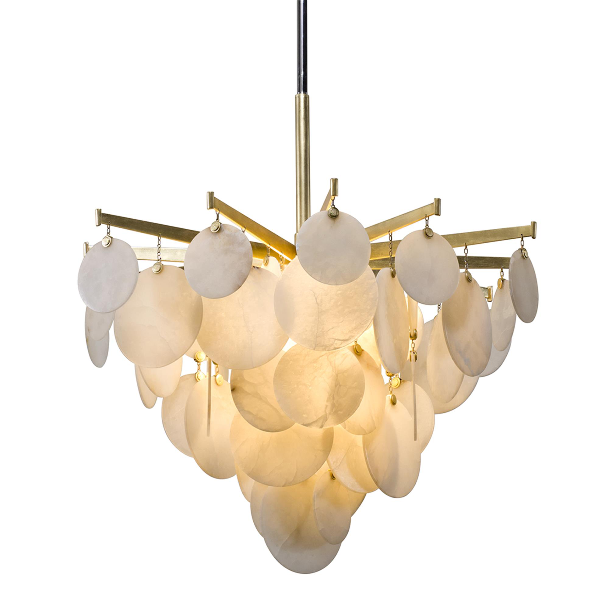 Shown in Gold Leaf finish and Natural glass and Stone shade and Natural Stone accent