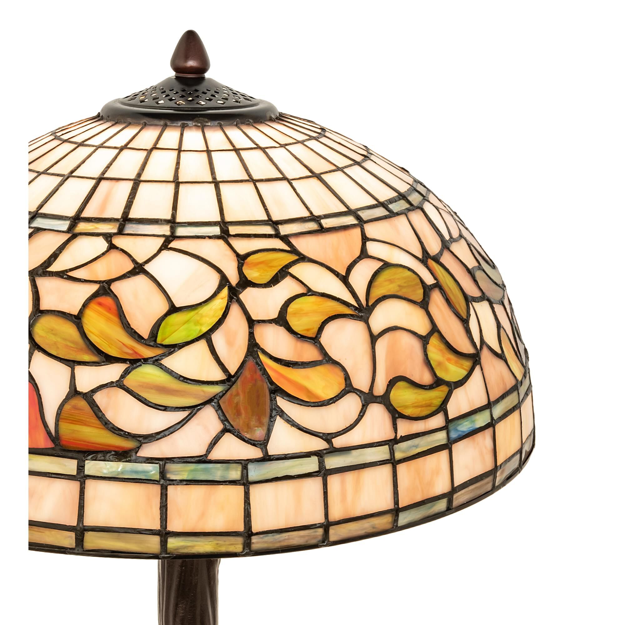 Shown in Mahogany Bronze finish and Green;Chocolate;Beige;White glass