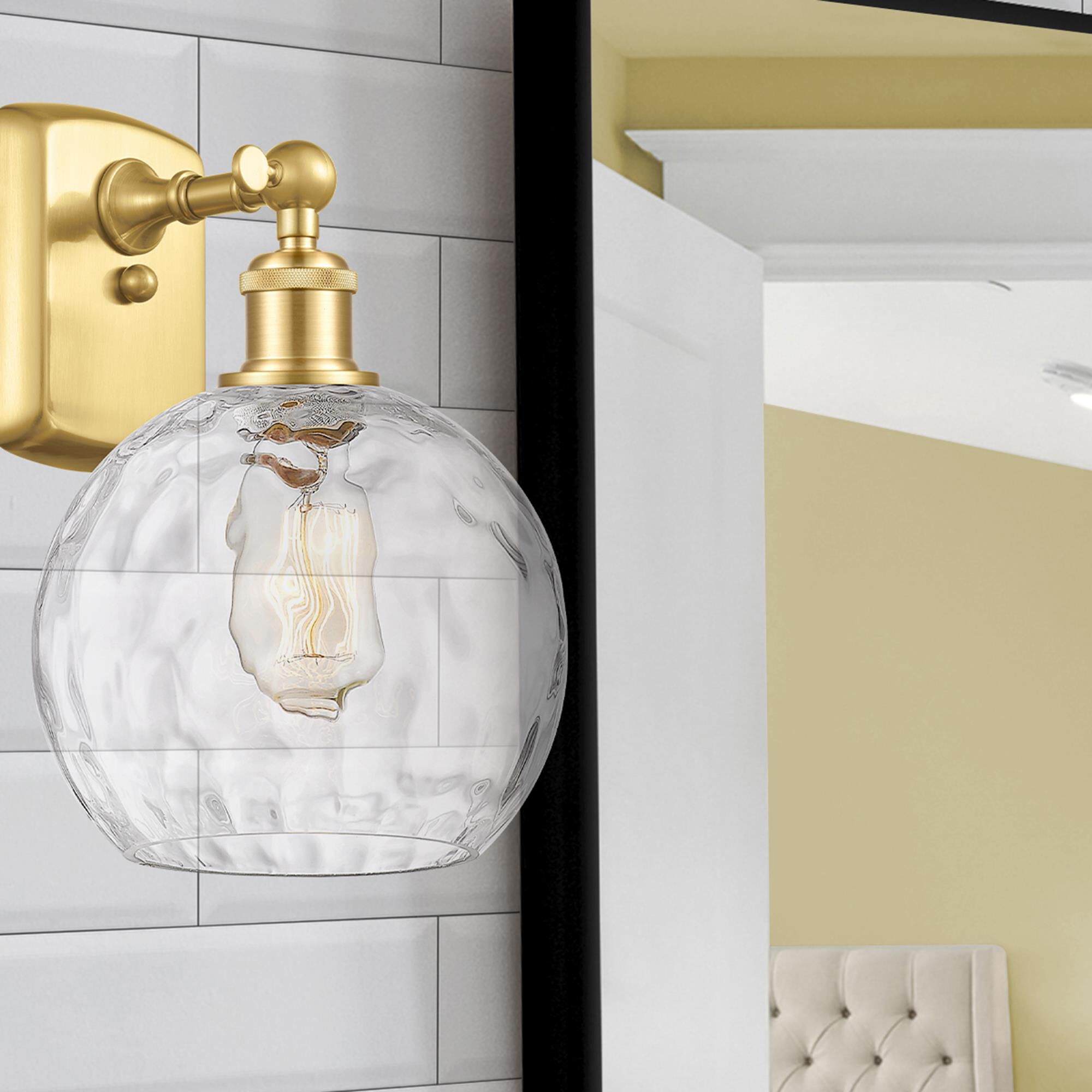 Shown in Satin Gold finish and Clear glass