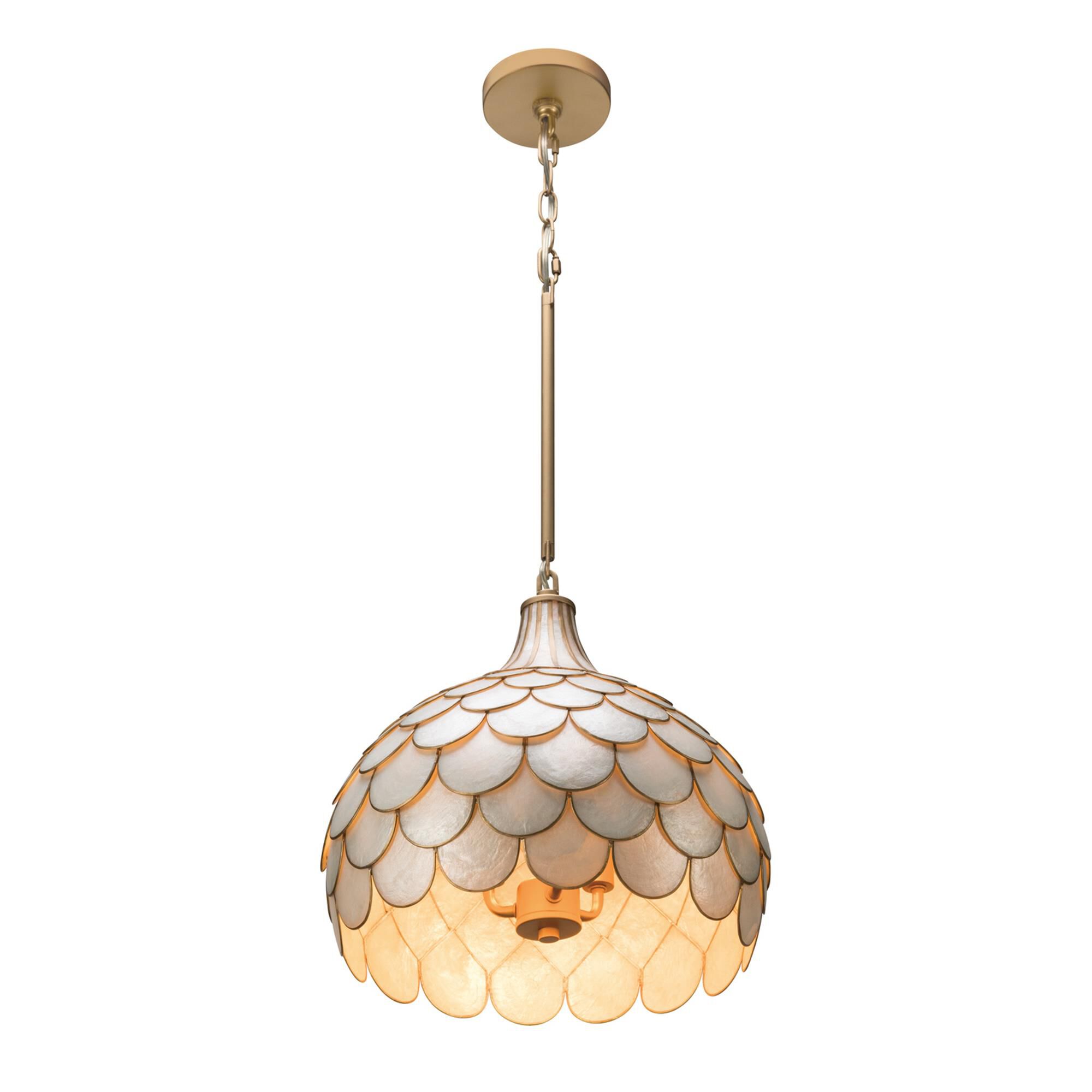 Shown in Soft Gold finish and Capiz Shell crystal