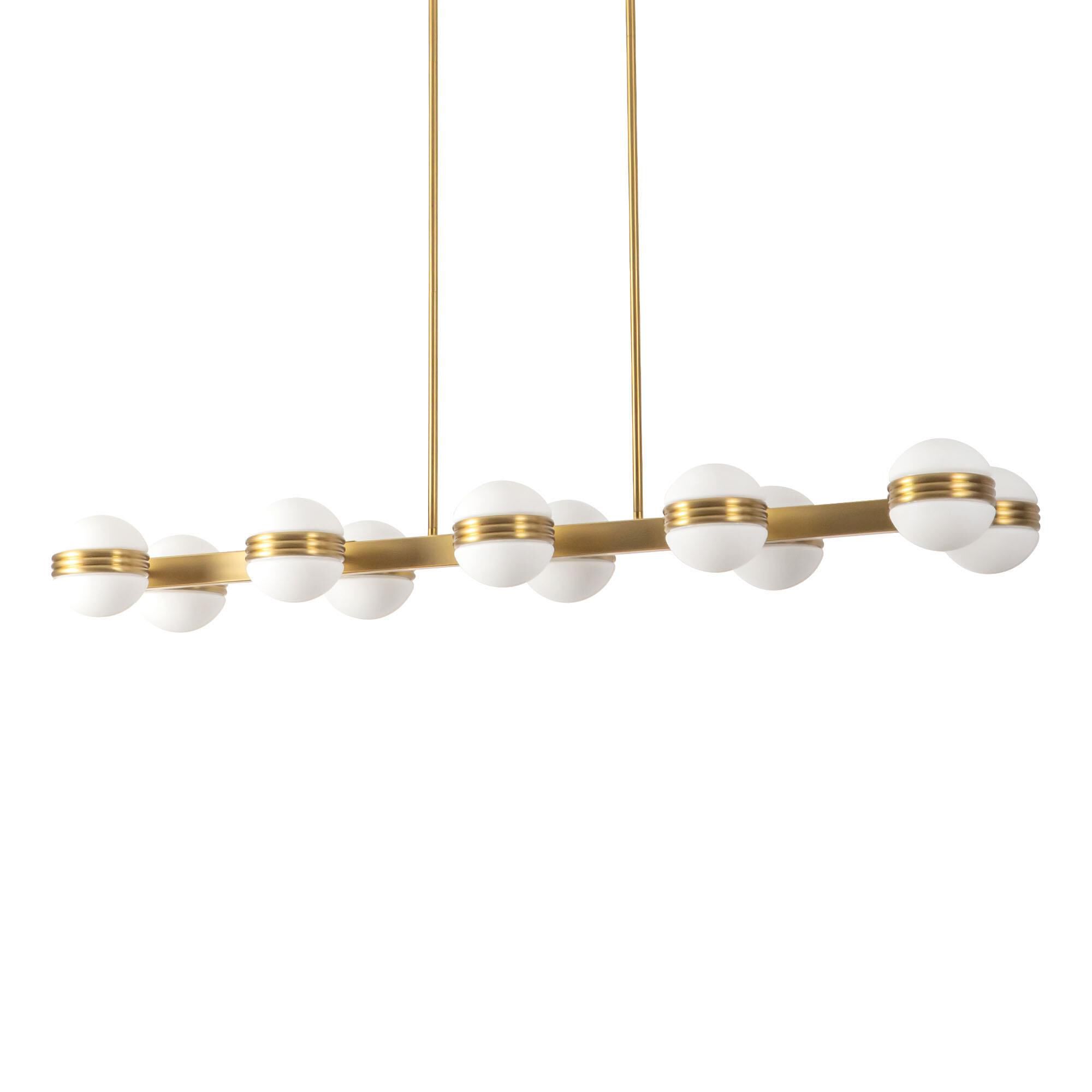 Shown in Brushed Gold finish and Matte Opal glass