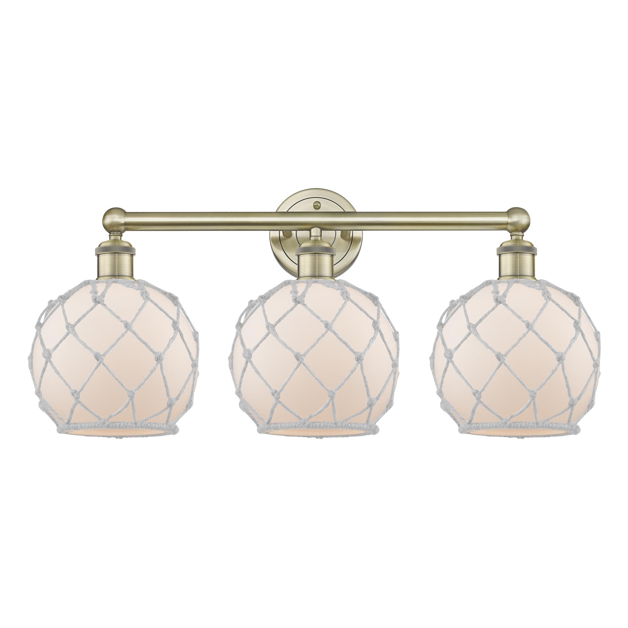 Shown in Antique Brass finish and White with White Rope glass