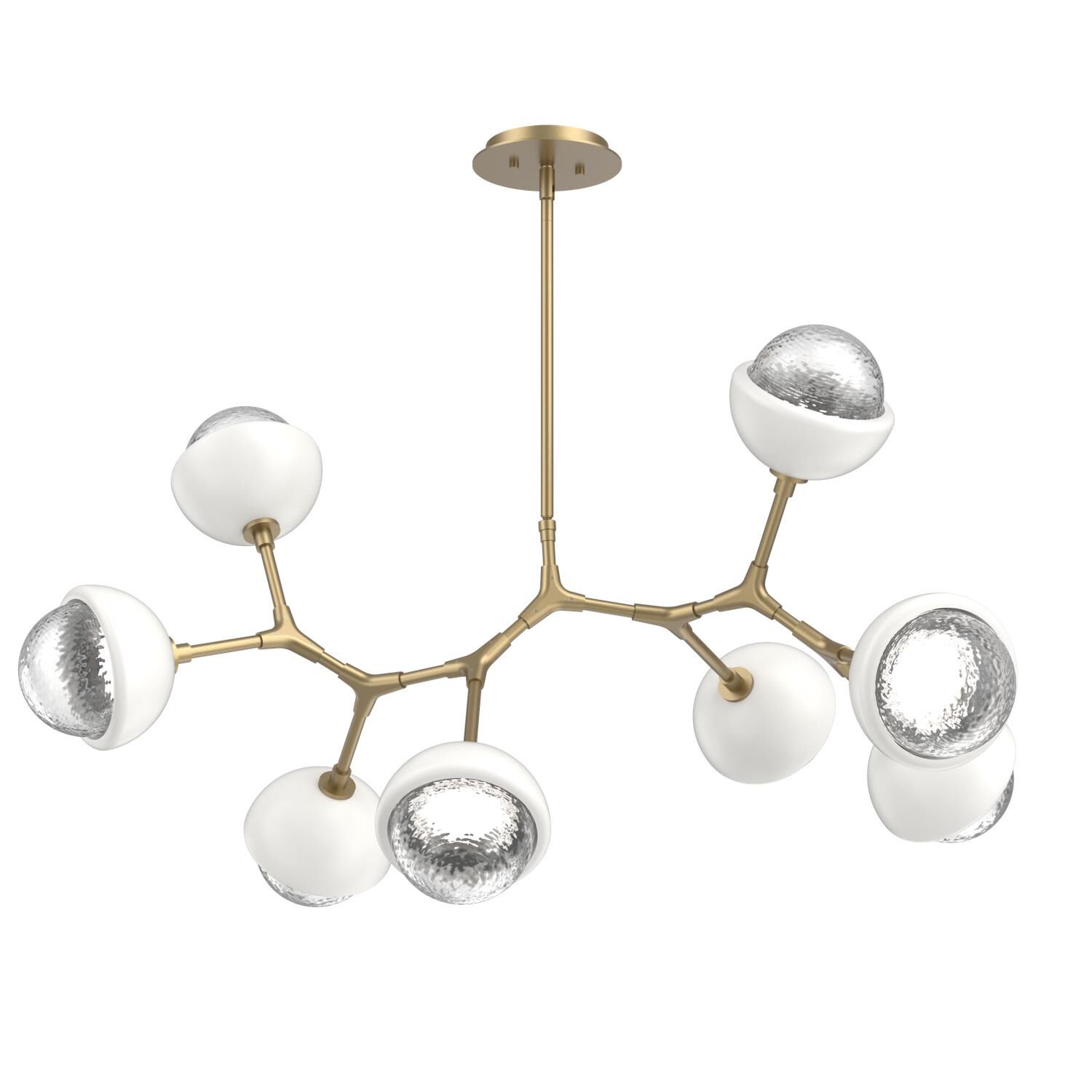Shown in Gilded Brass finish and Clear glass and Salt White accent