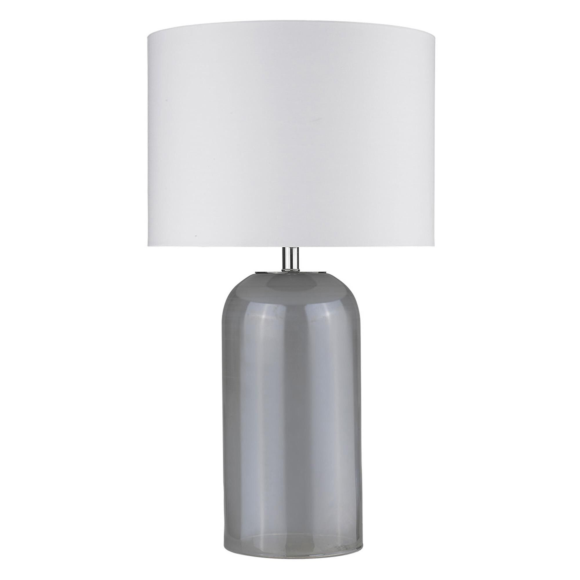 Shown in Polished Nickel finish and Cream glass and Cream Linen Drum shade