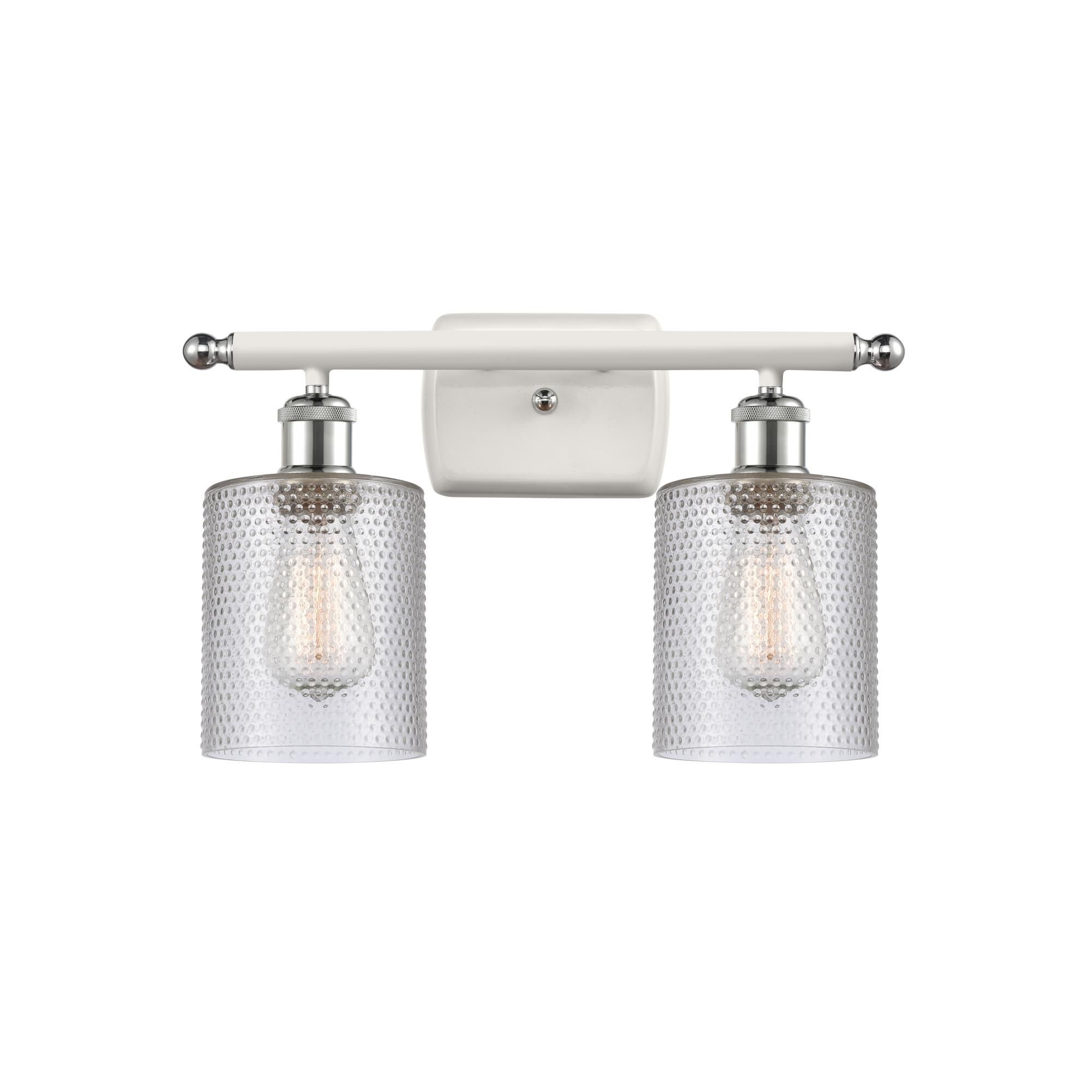 Shown in White And Polished Chrome finish and Drum glass and Glass shade and Polished Chrome accent