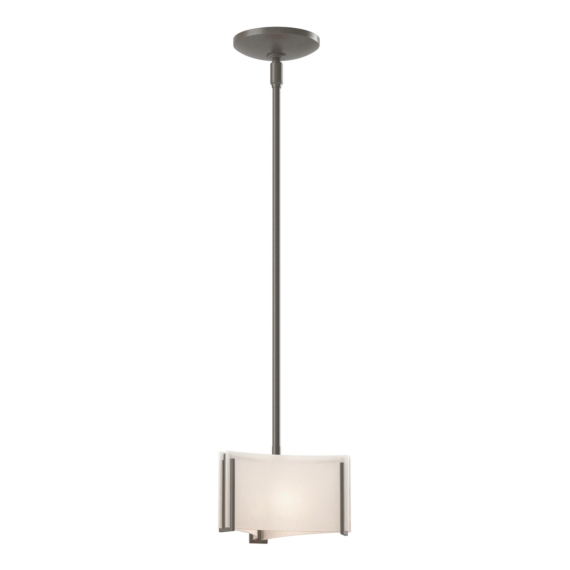 Shown in Dark Smoke finish and White Art glass