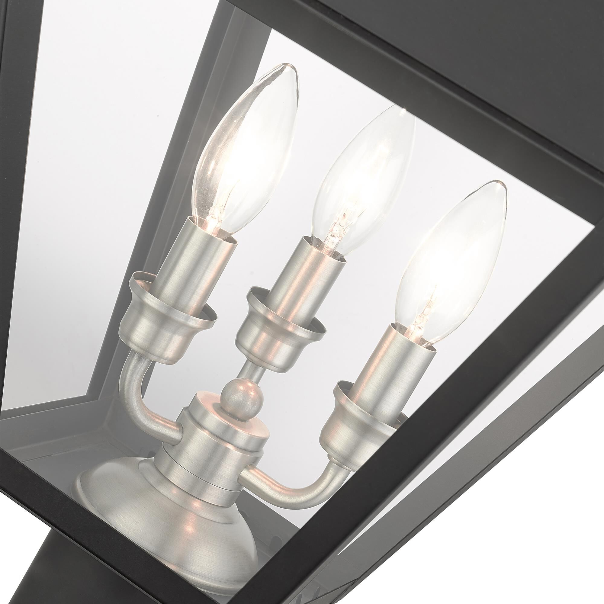 Shown in Black finish and Clear glass