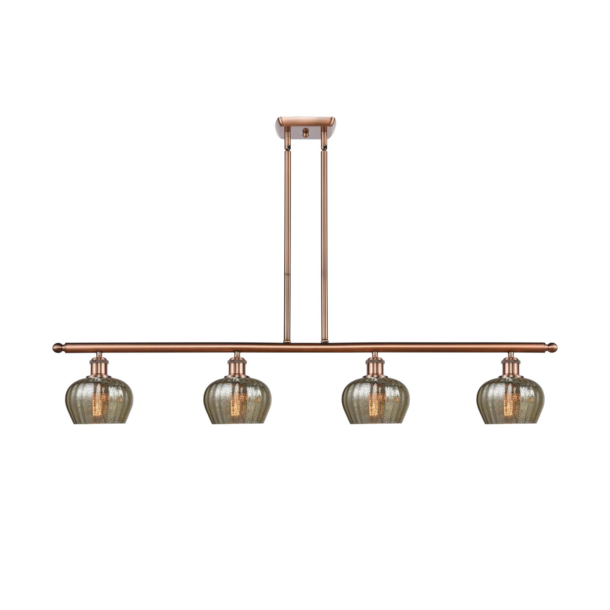 Shown in Antique Copper finish and Bowl glass and Glass shade