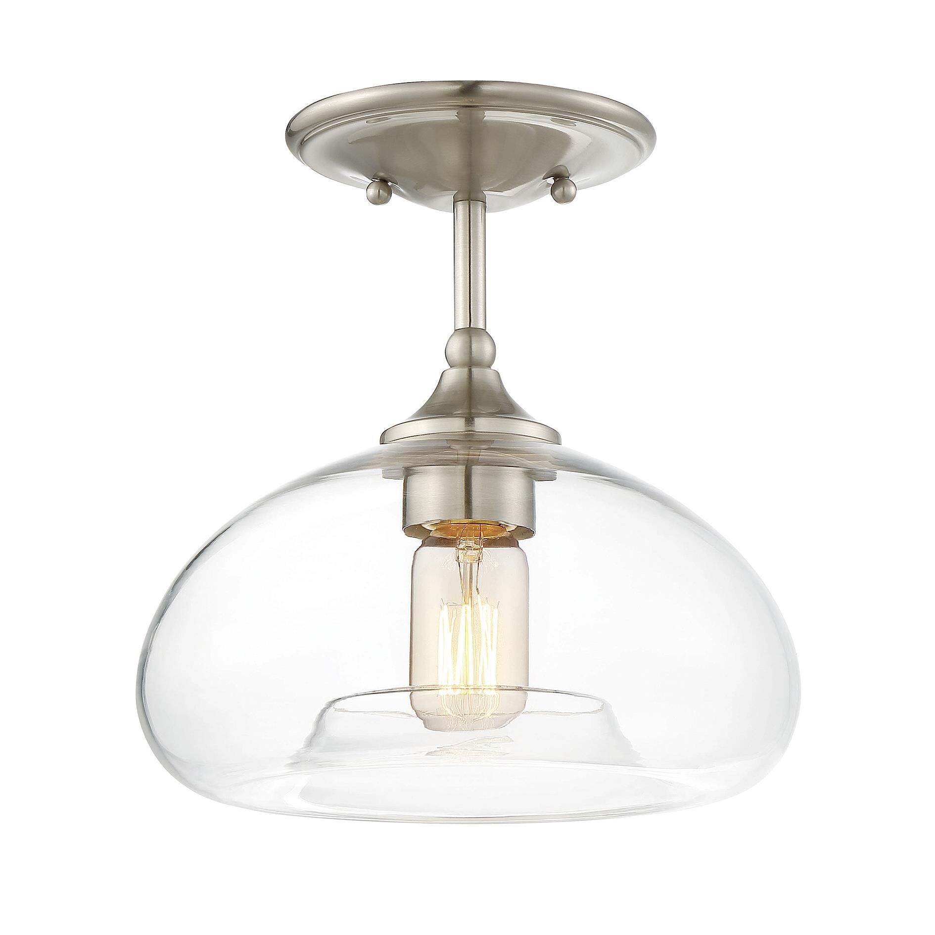 Shown in Brushed Nickel finish and Clear glass