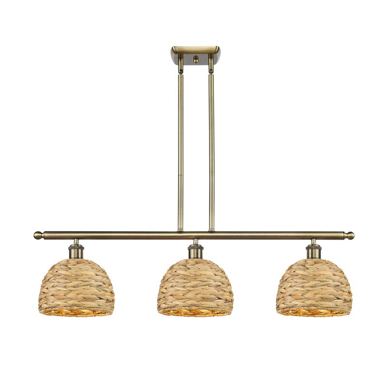 Bruno Marashlian Woven Rattan 36 Inch Linear Suspension Light by Innovations Lighting