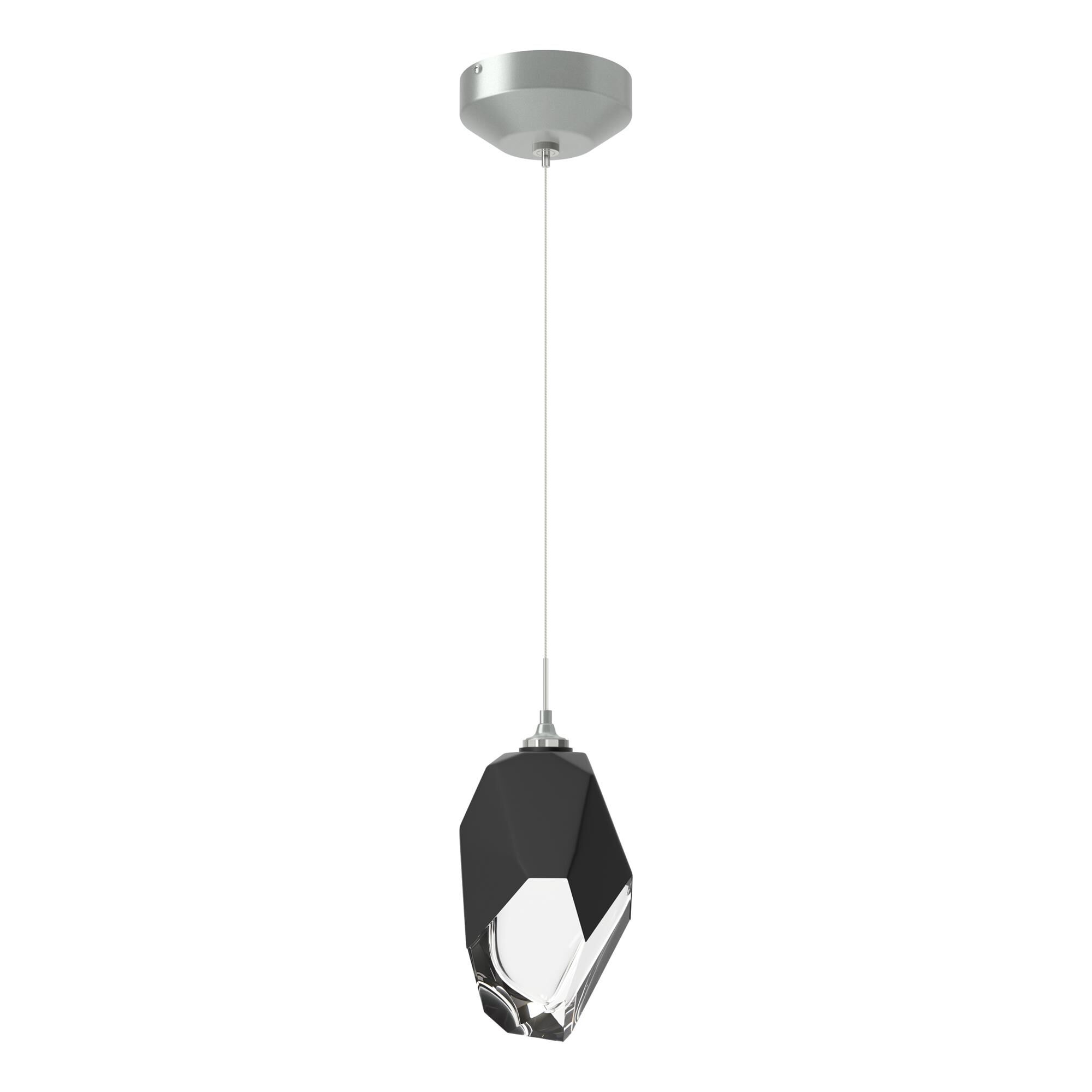 Shown in Vintage Platinum finish and Black glass and Black Glass shade