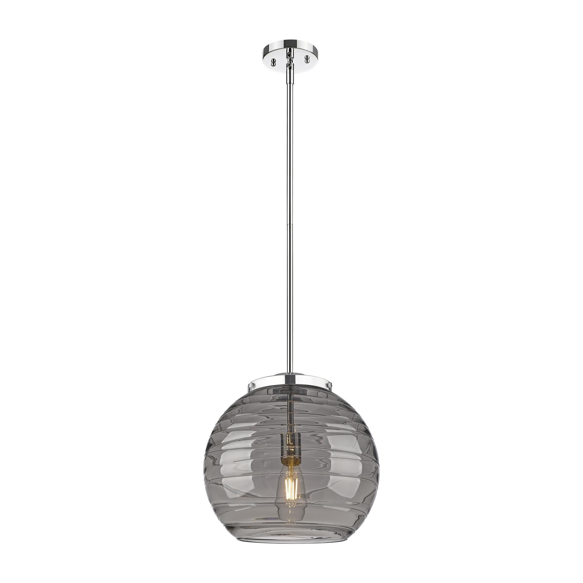 Shown in Polished Chrome finish and Light Smoke Deco Swirl glass