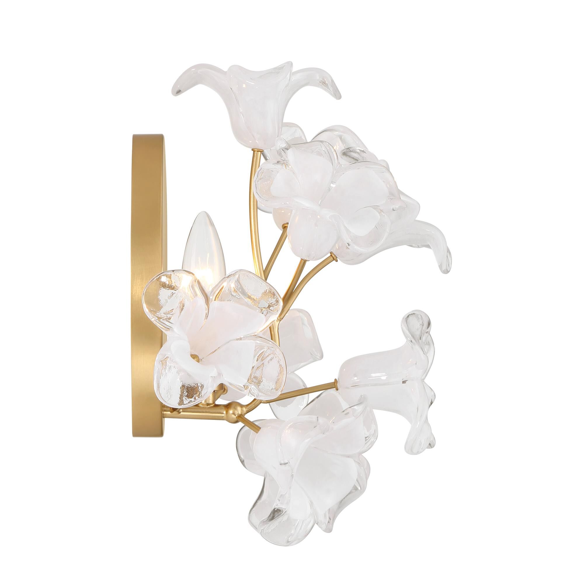Shown in Legacy Brass finish and Clear Handmade glass