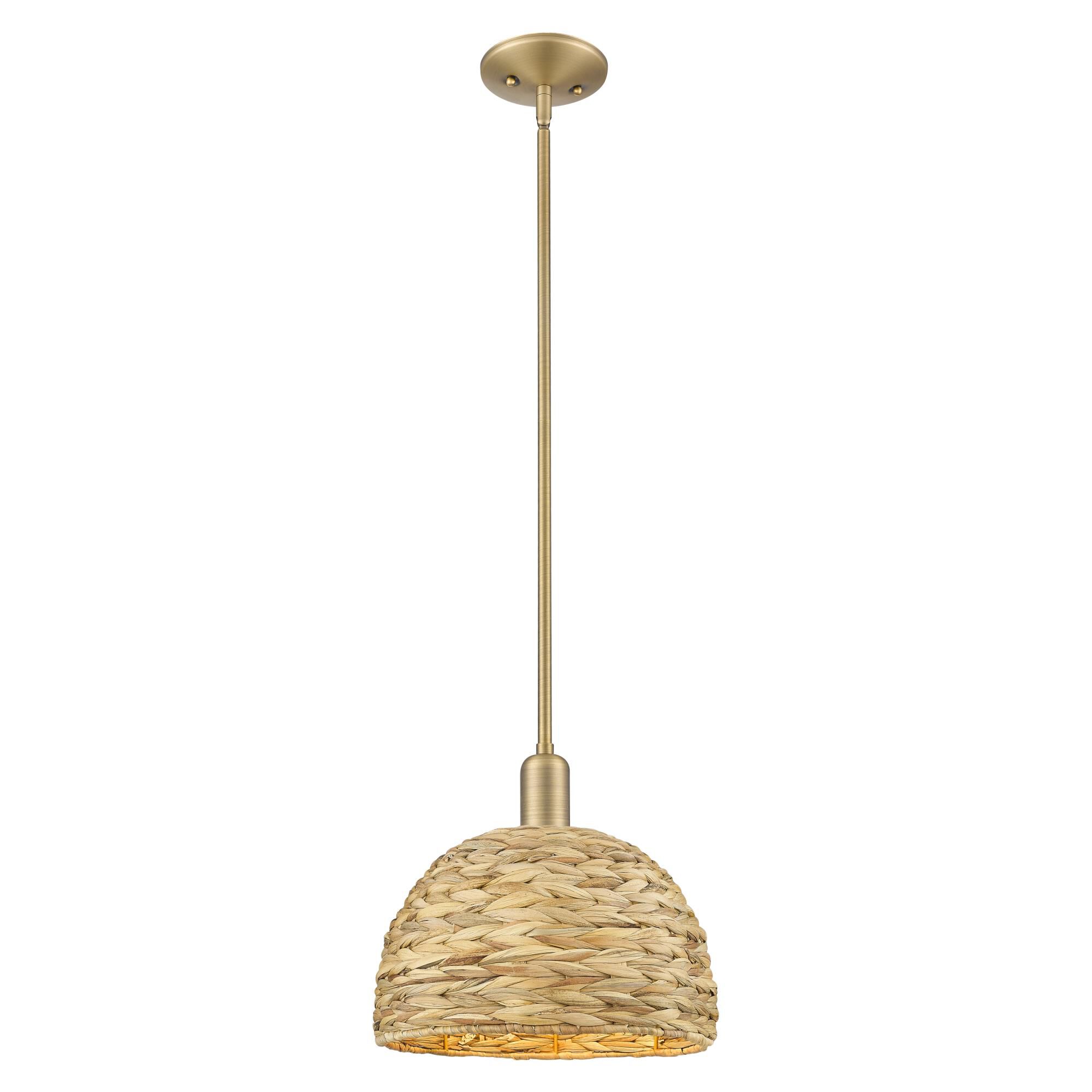 Bruno Marashlian Woven Rattan 12 Inch Mini Pendant by Innovations Lighting