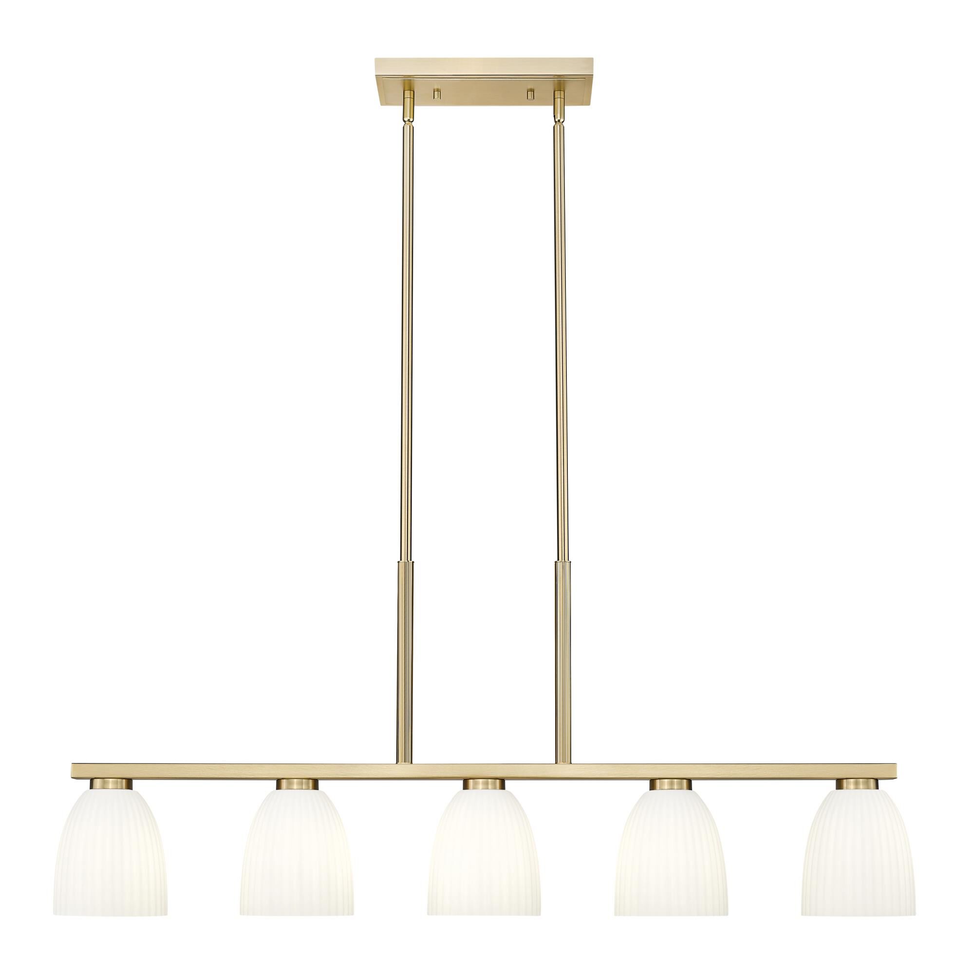 Shown in Modern Gold finish and Matte Opal glass and Matte Opal shade