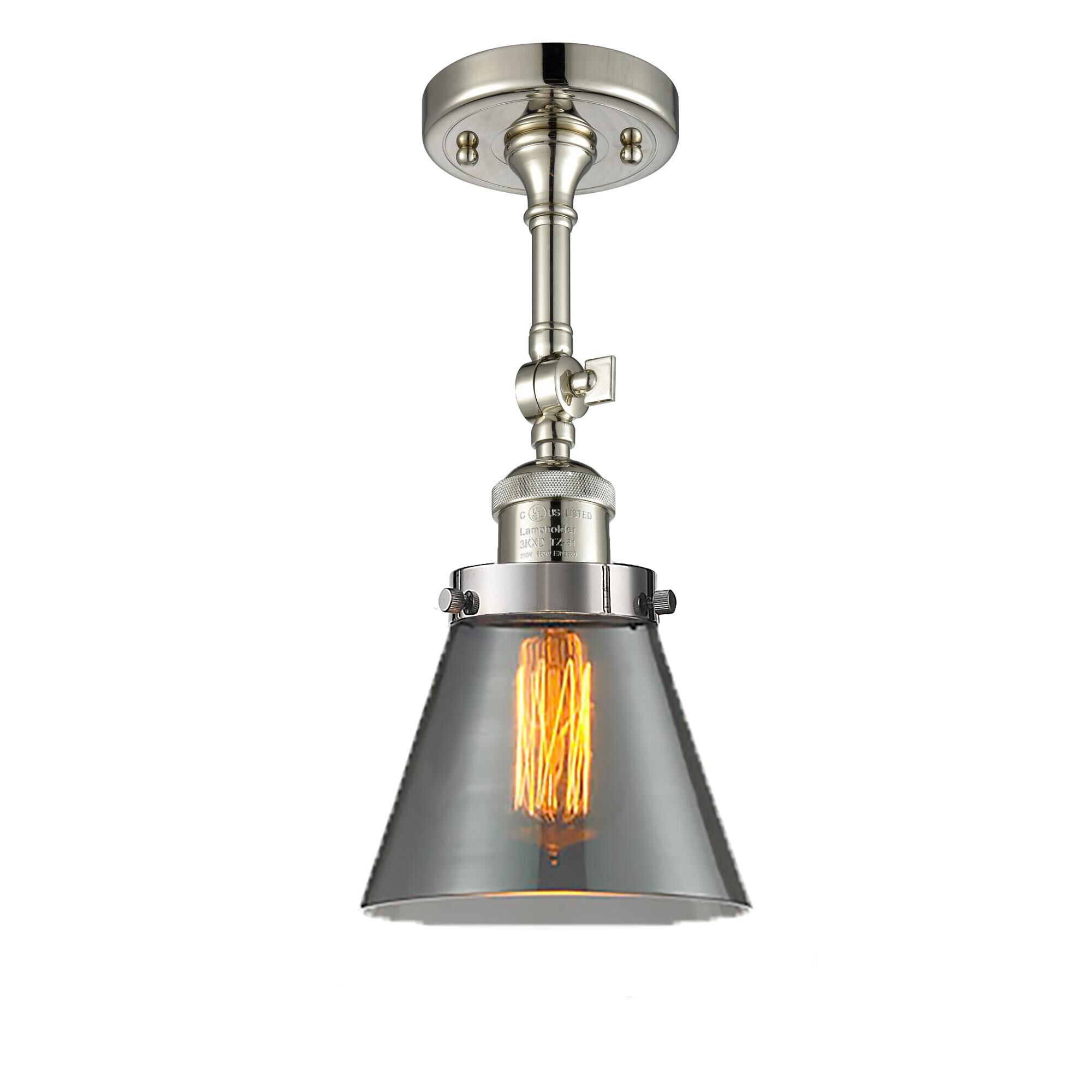 Shown in Polished Nickel finish and Smoked glass and None accent