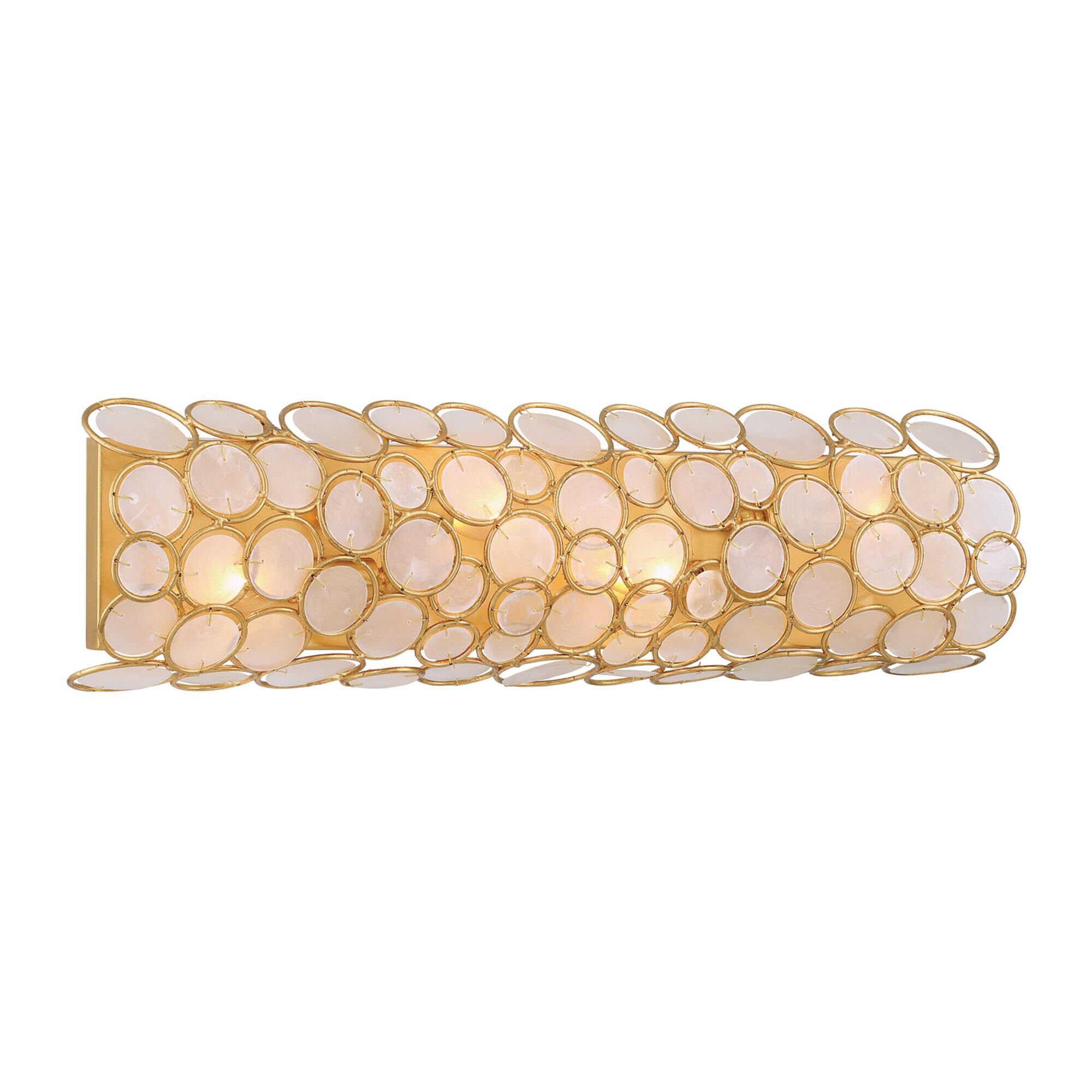 Shown in Antique Gold finish and Capiz Shell crystal