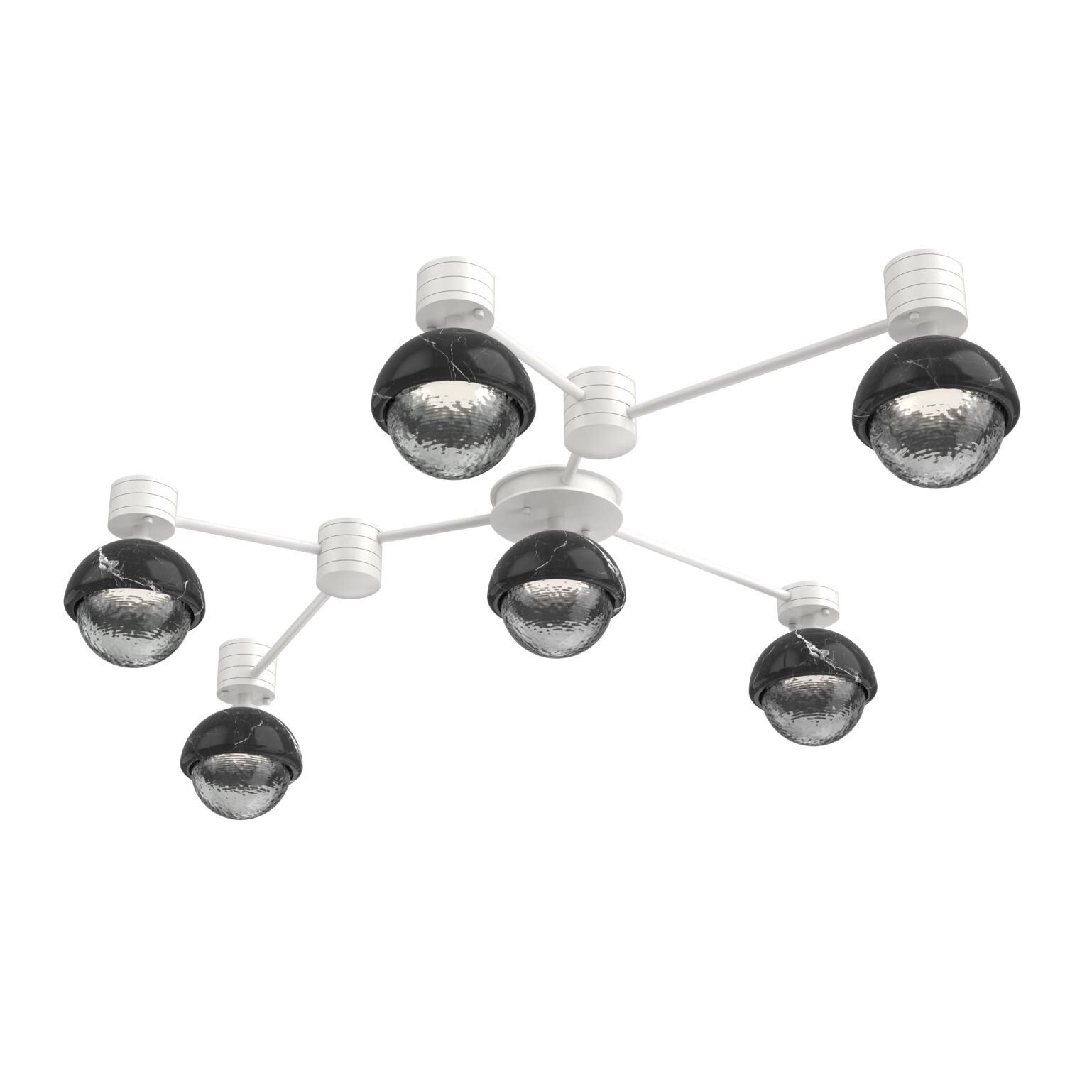 Shown in Salt White finish and Smoke glass and Black Marble accent
