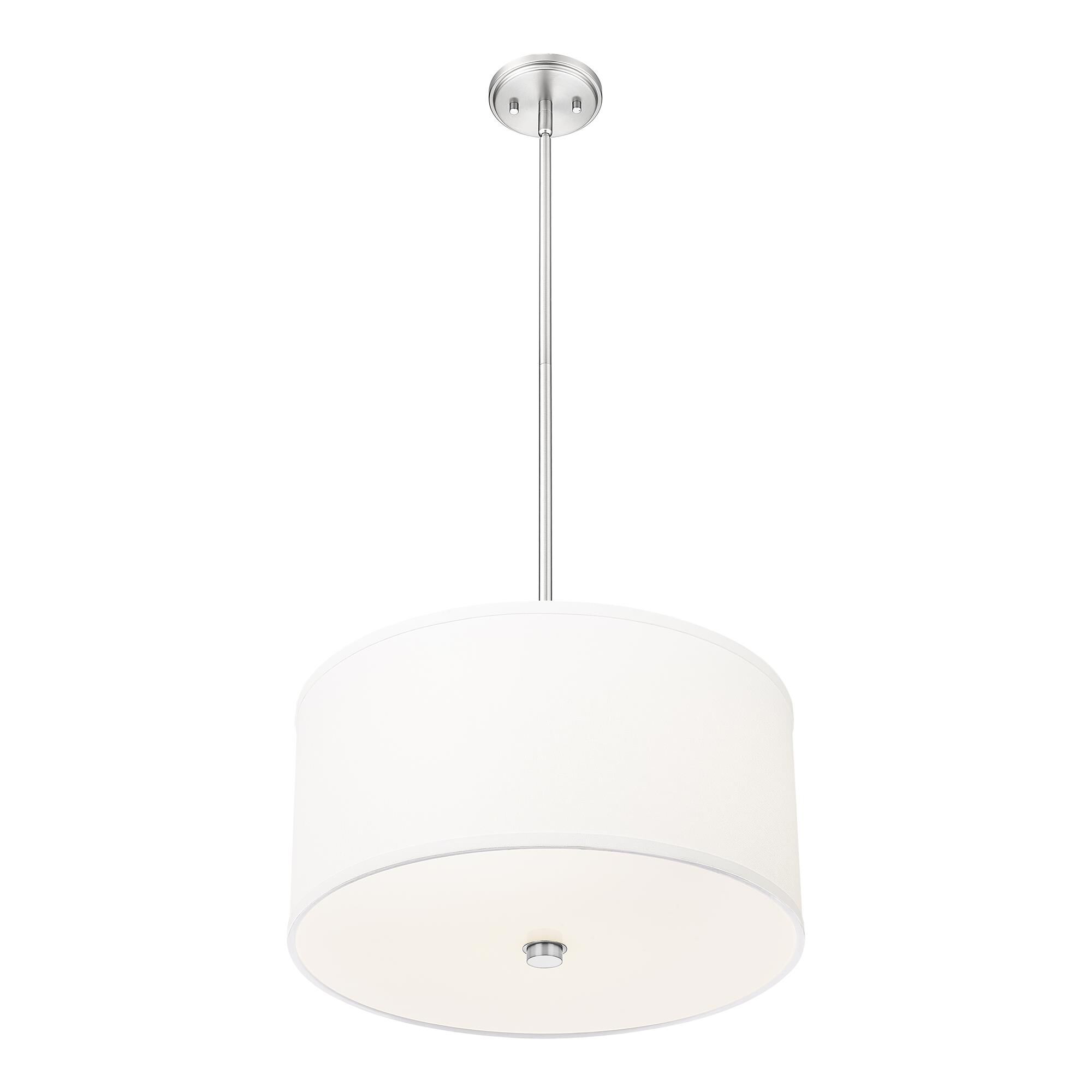 Shown in Brushed Nickel finish and White glass