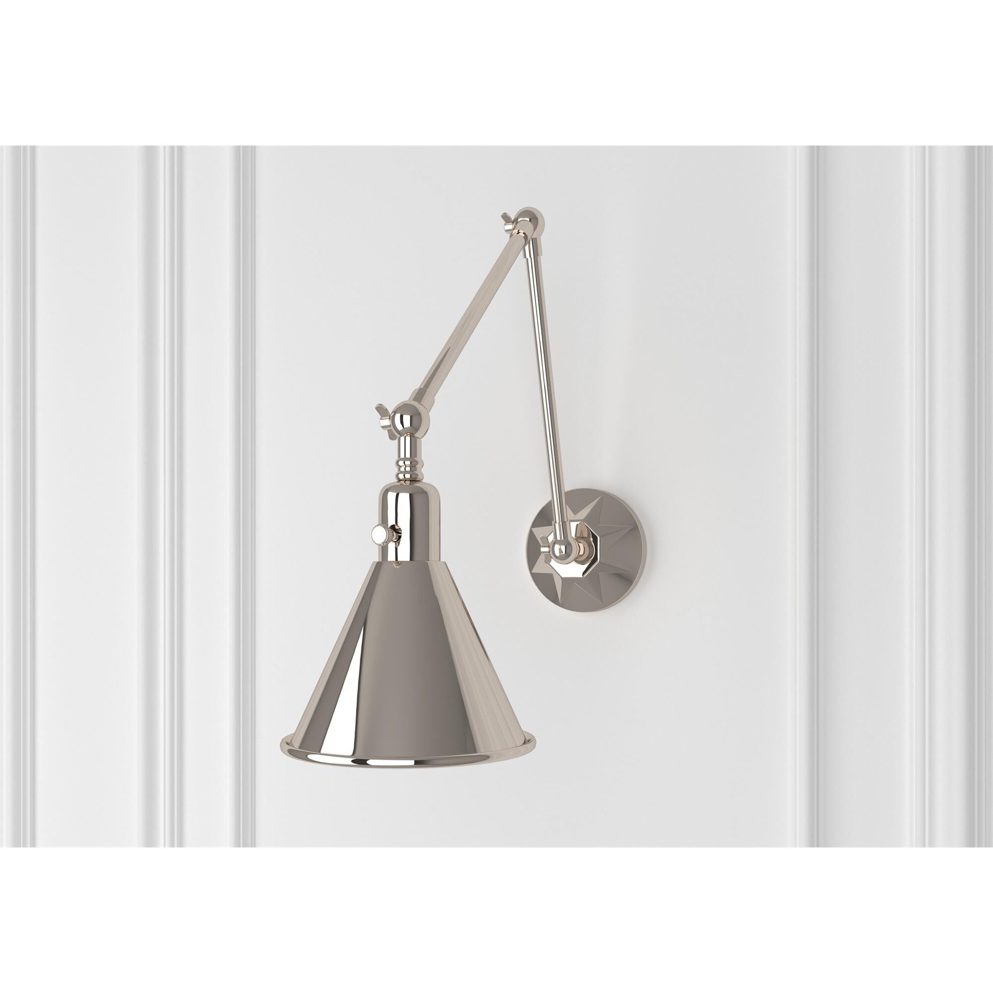 Shown in Polished Nickel finish and Steel glass and Polished Nickel shade