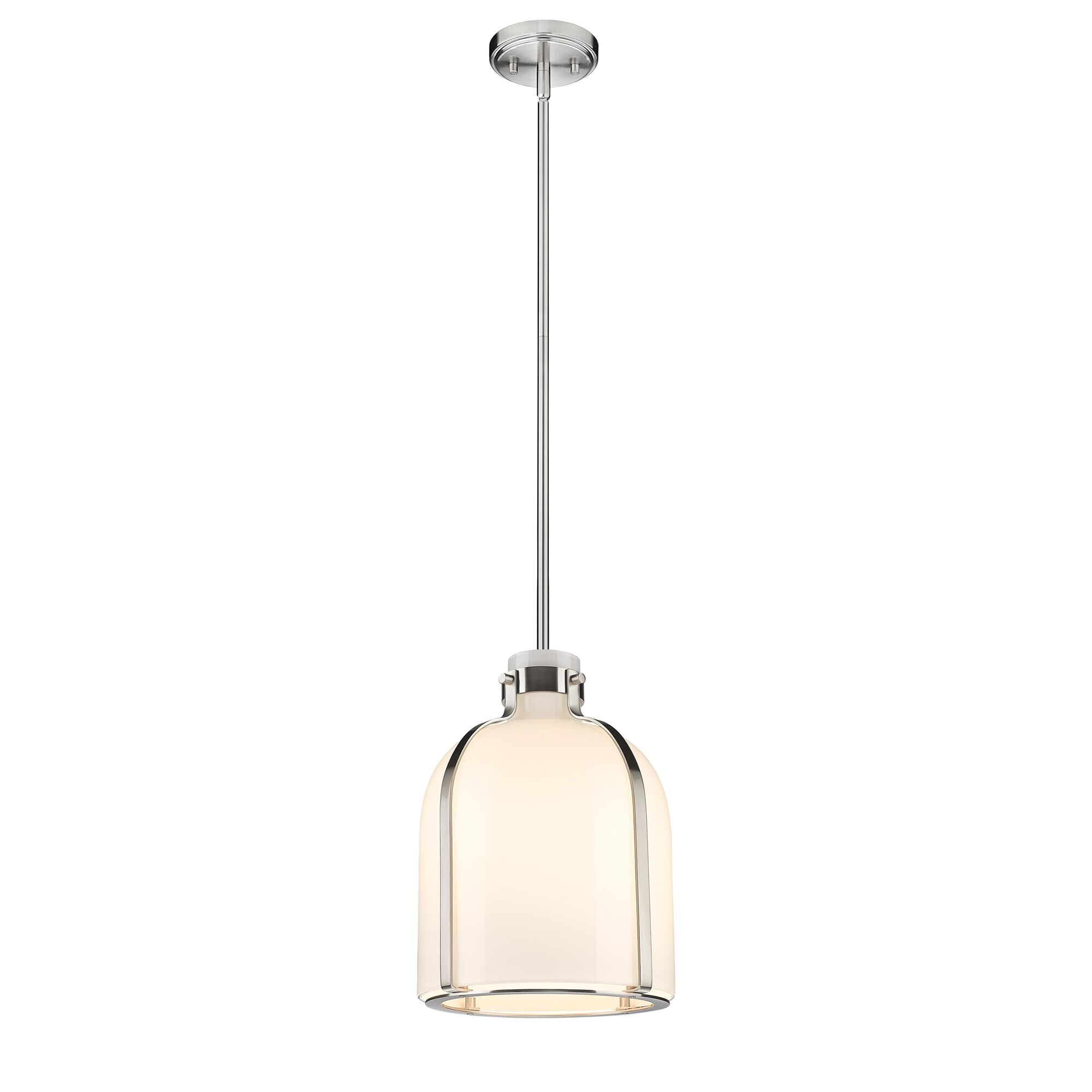 Shown in Brushed Nickel finish and Glass shade